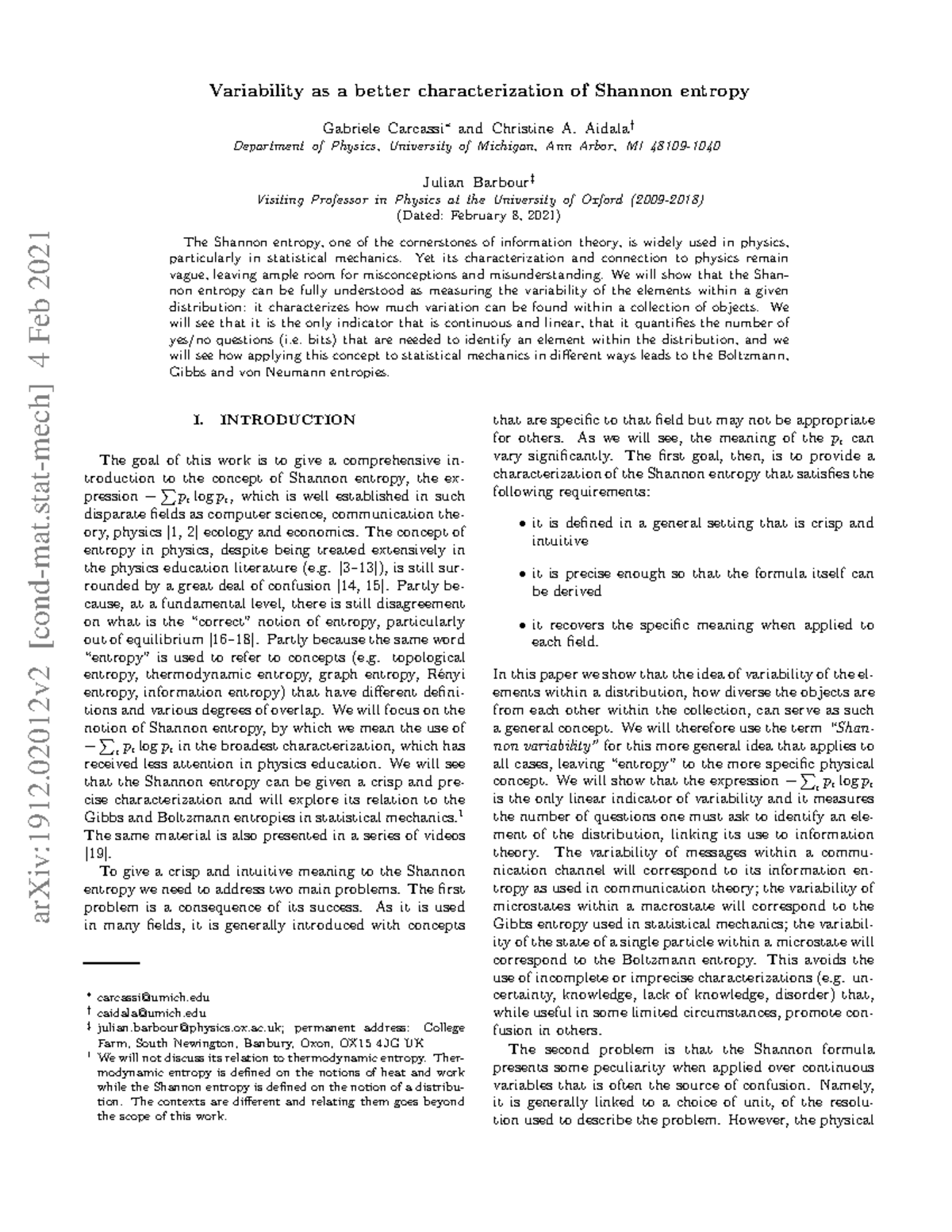 Shannon Entropy - Guj - ArXiv:1912 [cond-mat-mech] 4 Feb 2021 ...