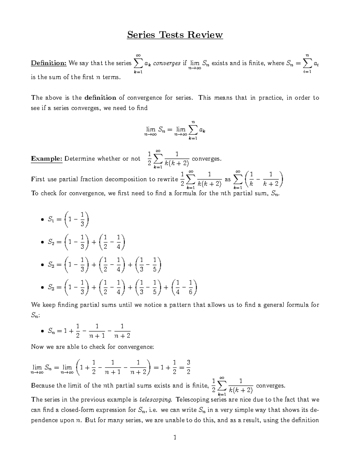 Seriestestsreview - ;kajsdbf - Series Tests Review Definition: We say ...