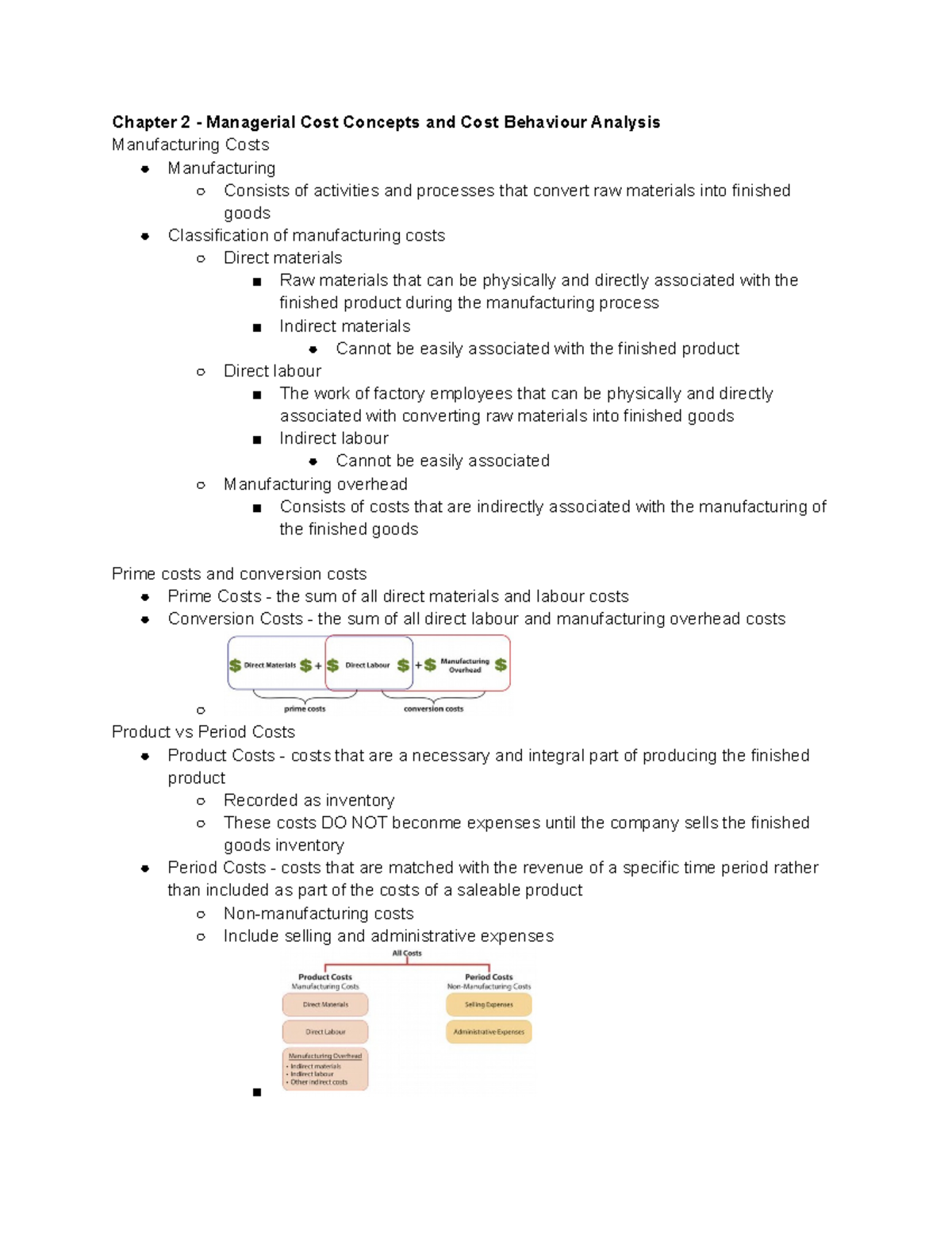 Chapter 2 - Chapter 2 - Managerial Cost Concepts And Cost Behaviour ...