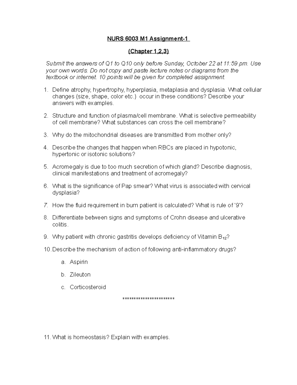 Module 1 Assignment-1'23 - NURS 6003 M1 Assignment- (Chapter 1,2,3 ...