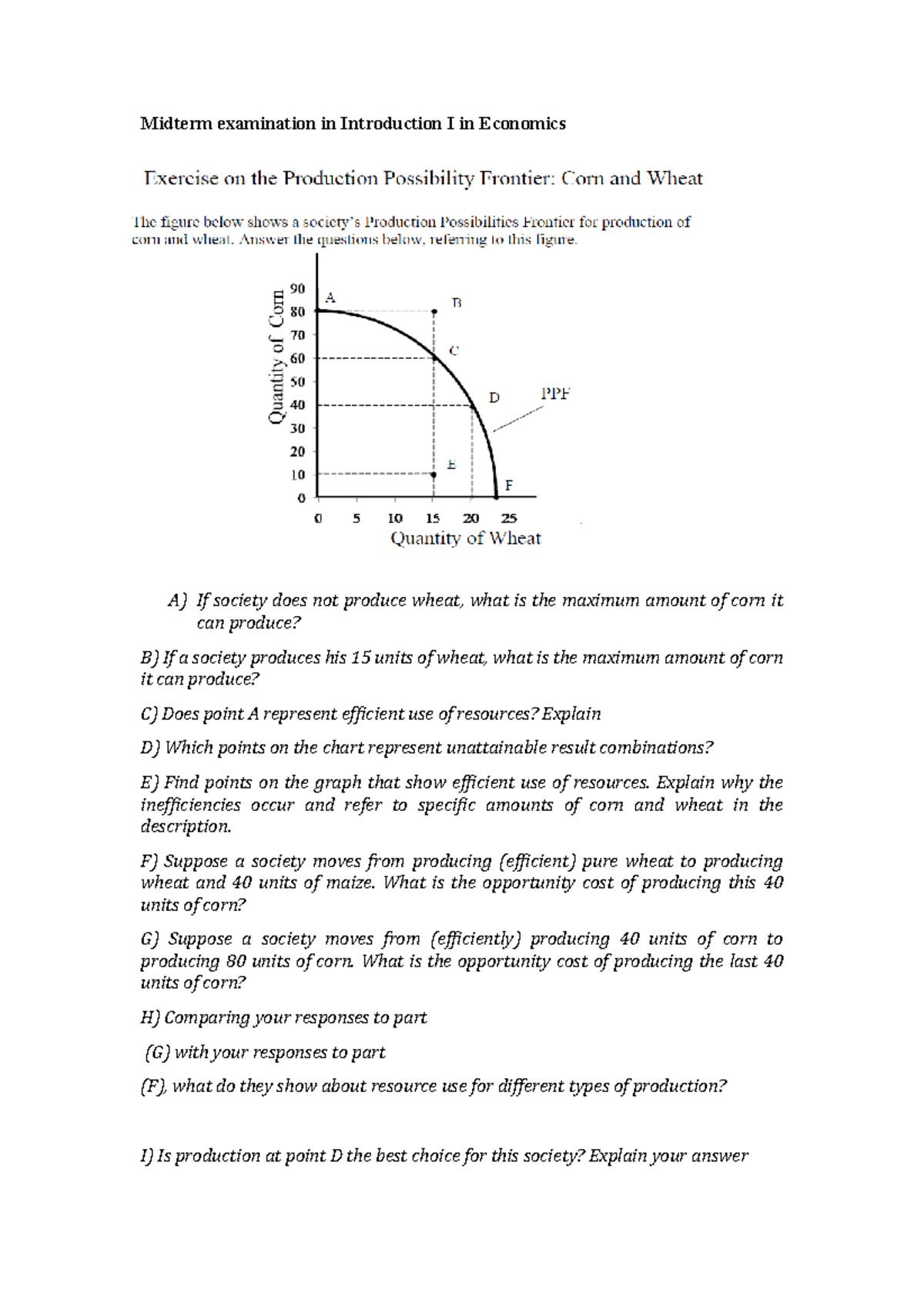 Midterm examination in Introduction in Economics - Midterm examination ...
