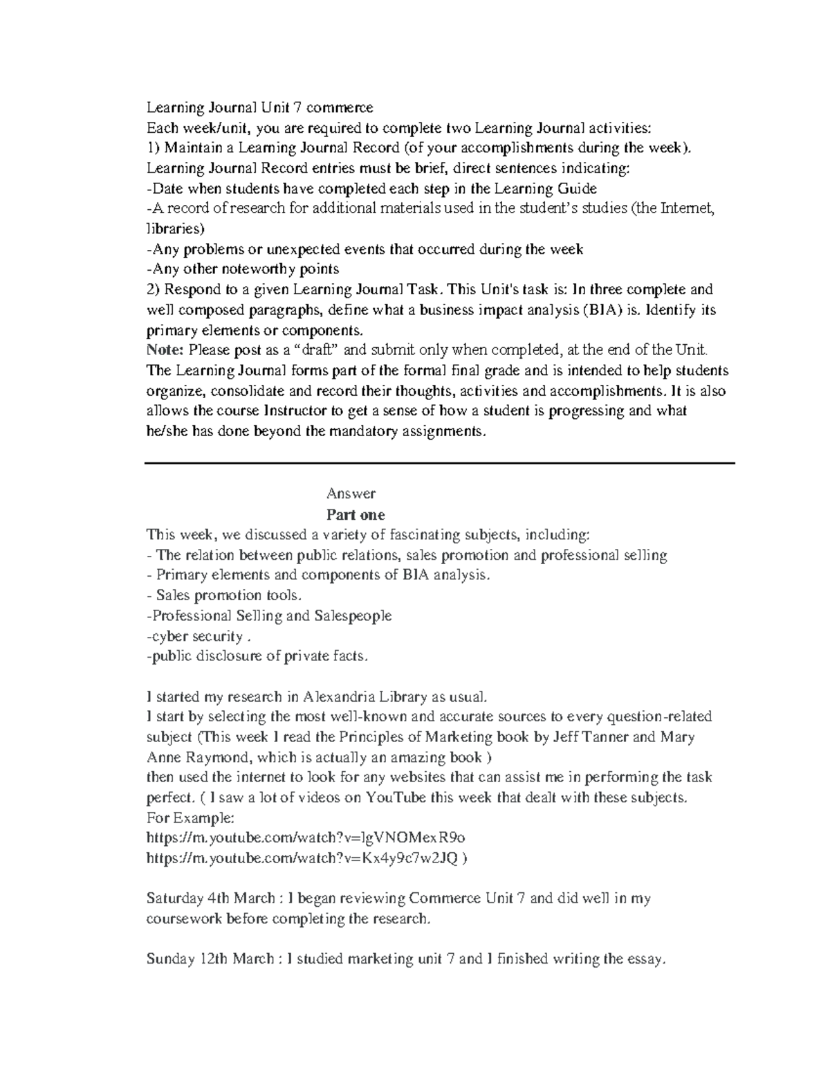 Learning Journal Unit 7 commerce - Learning Journal Unit 7 commerce ...
