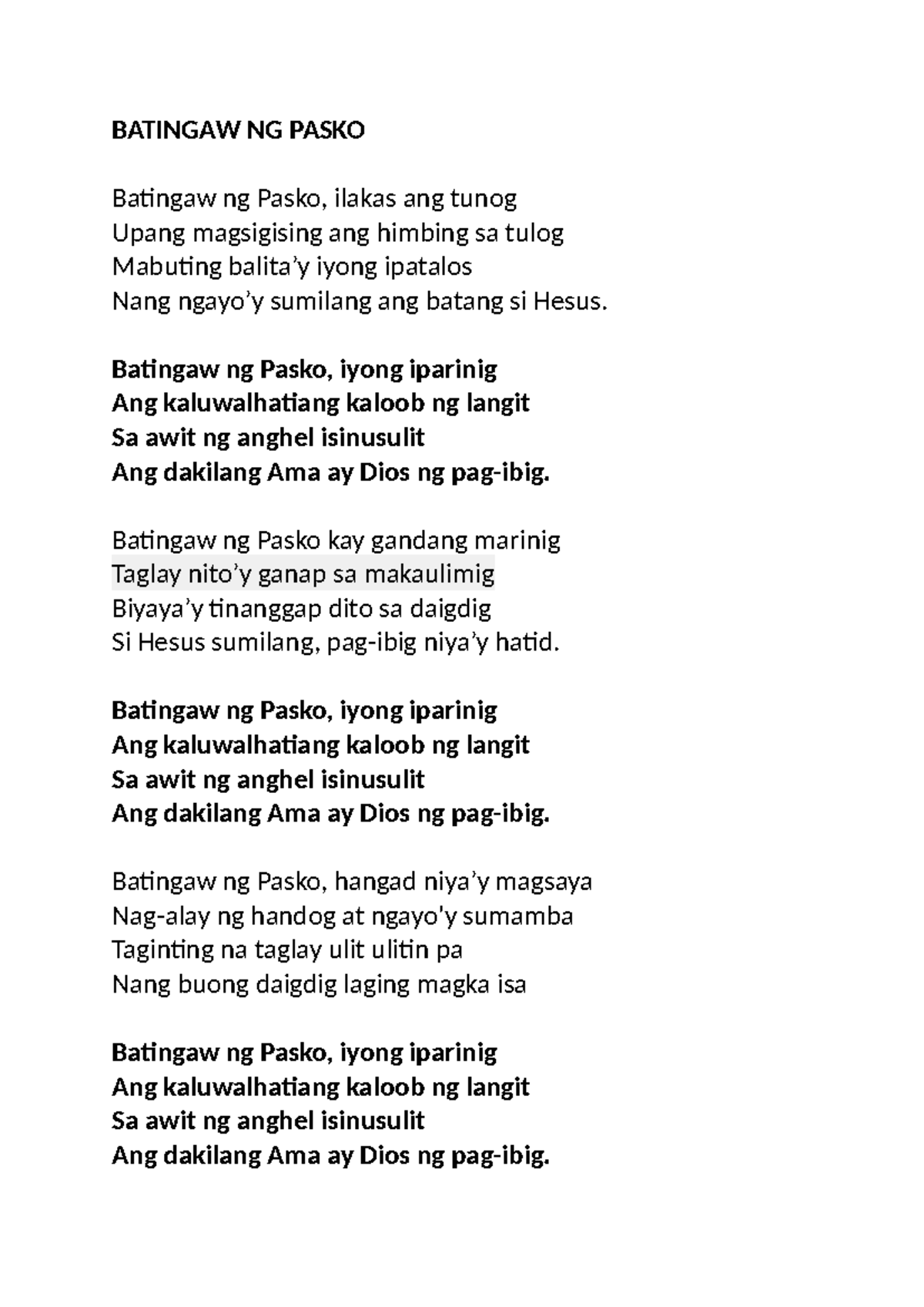 Batingaw NG Pasko - BATINGAW NG PASKO Batingaw ng Pasko, ilakas ang ...