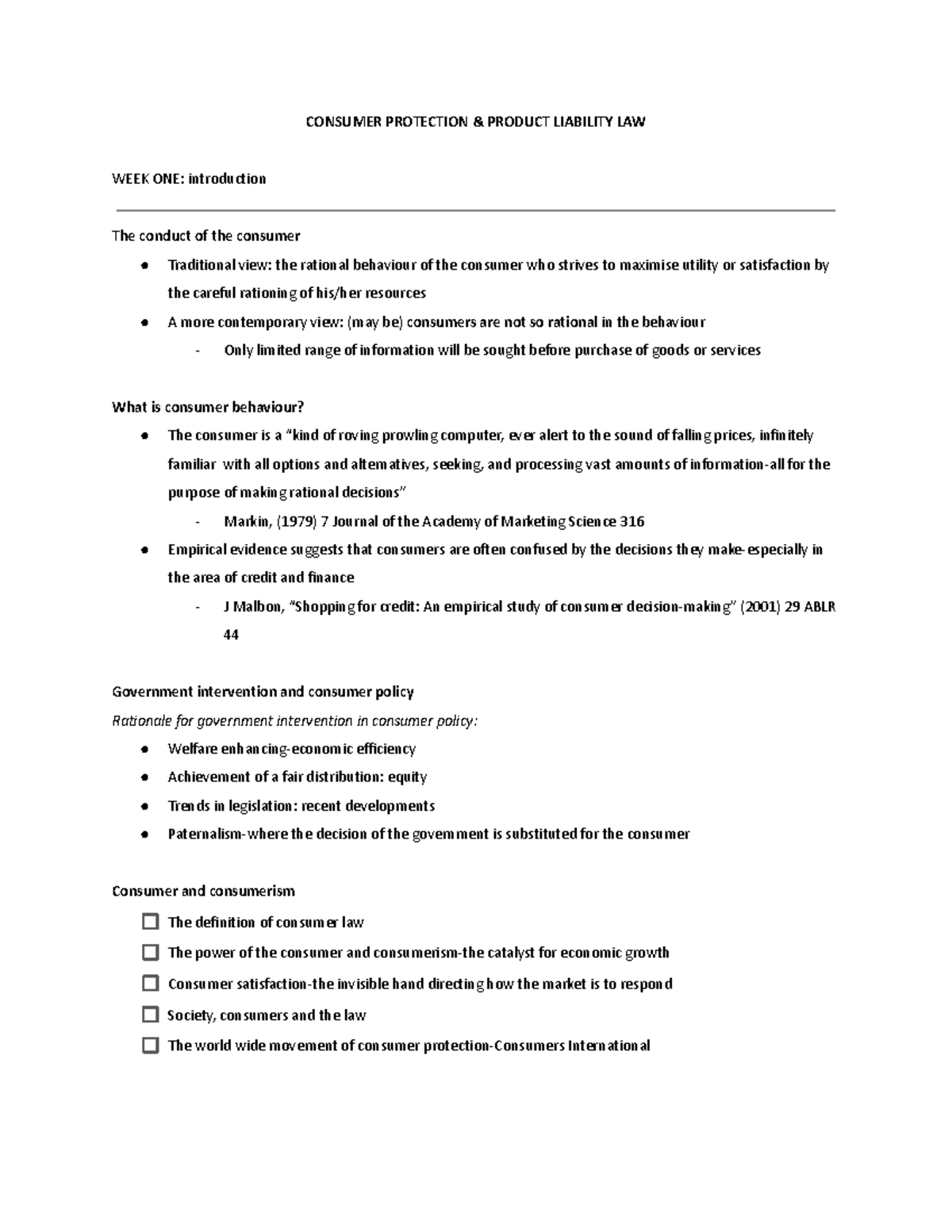 Consumer Protection And Product Liability Law Notes Consumer Protection And Product Liability Law 3277