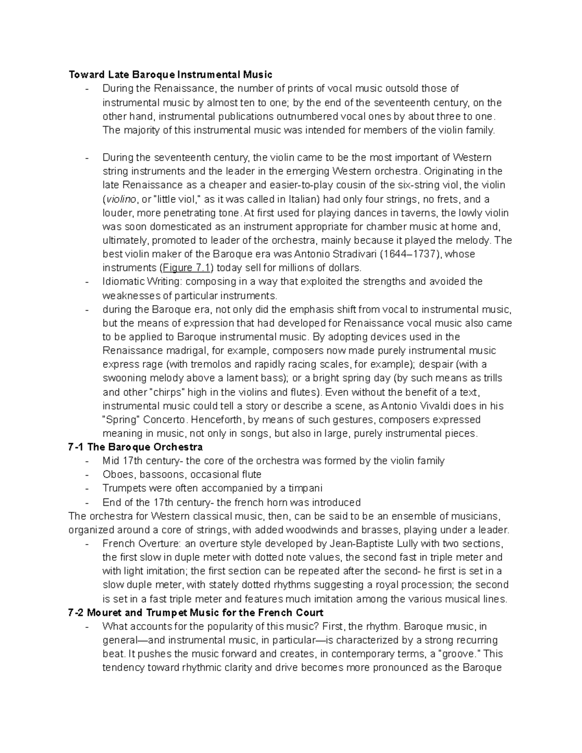 Ch 7 MUS - Late Baroque Instrumental - Toward Late Baroque Instrumental ...