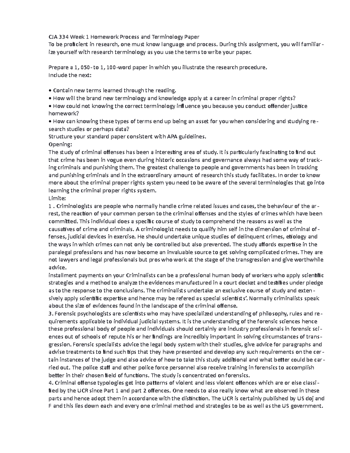 CJA 334 Week 1 Research Process and Terminology Paper- Include new ...