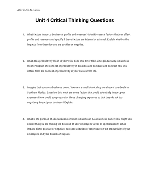 unit 5 critical thinking questions creative writing