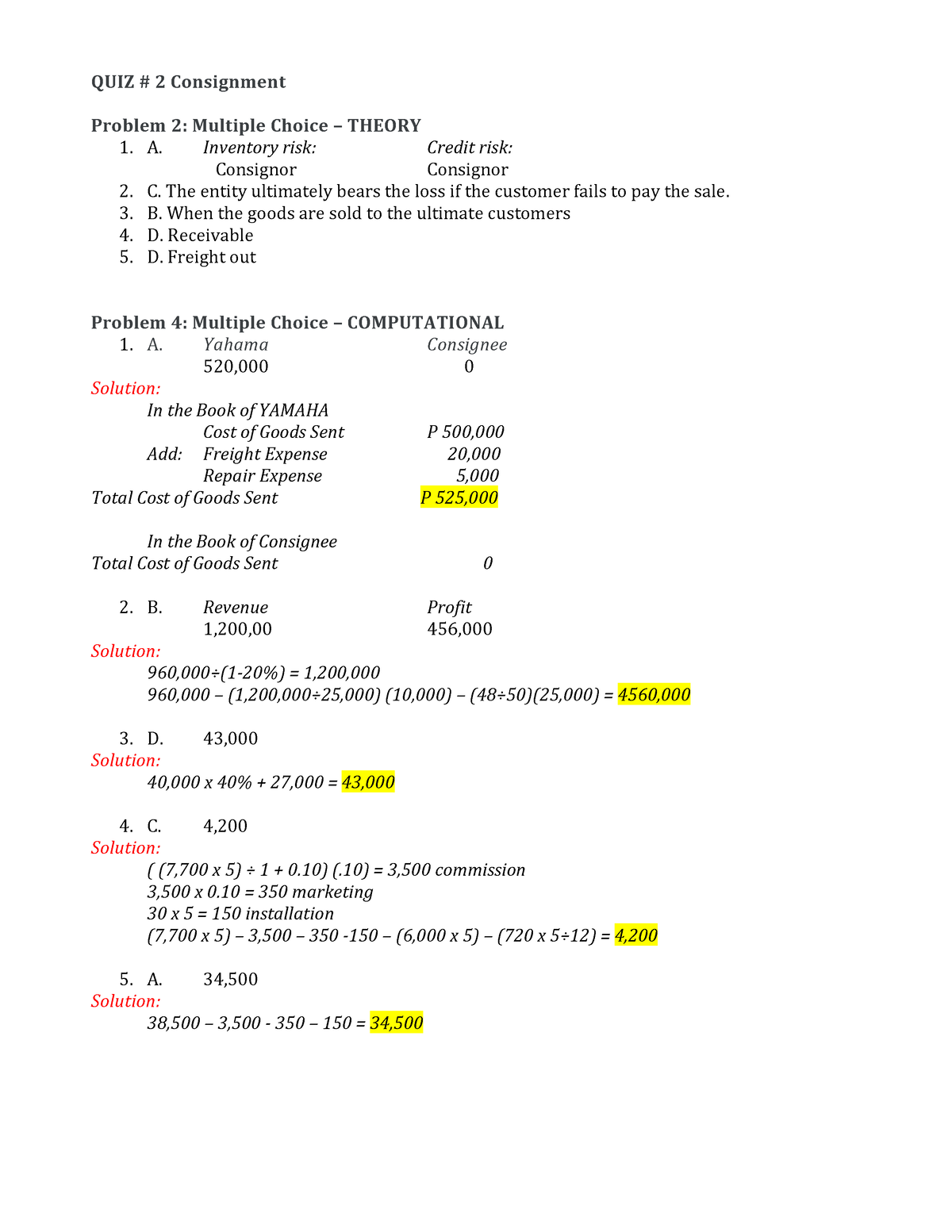 QUIZ AST - Answer only - Accounting for Special Transactions - QUIZ # 2 ...