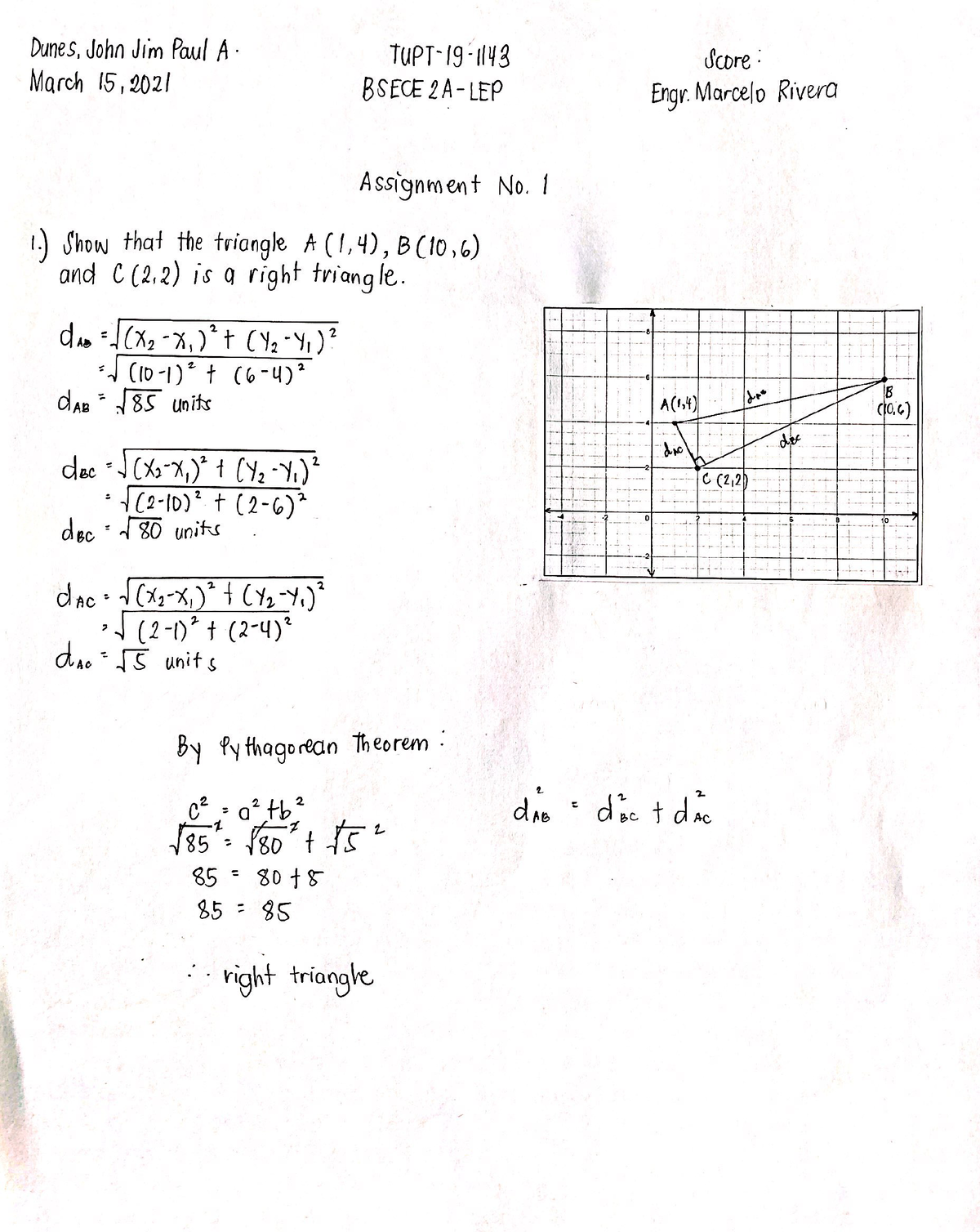 Assignment No. 1 - Analytic Geometry - Bachelor Of Science In ...