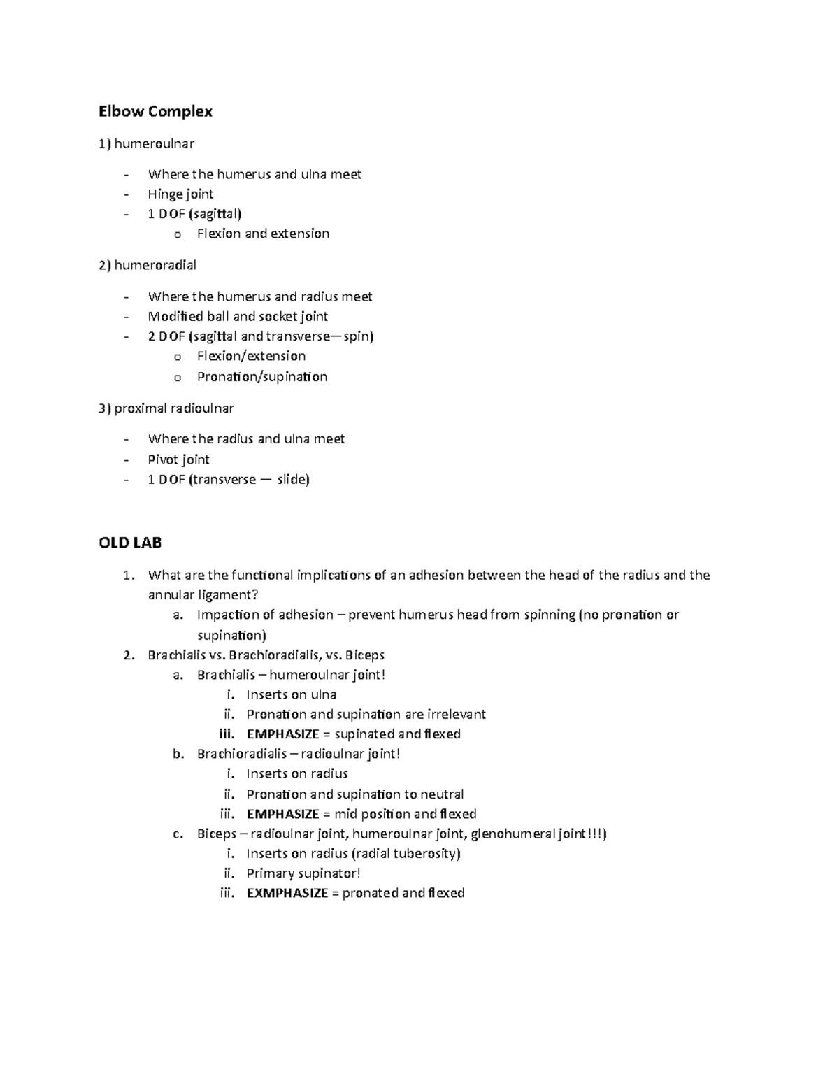 App. - Elbow - Elbow Complex humeroulnar Where the humerus and ulna ...