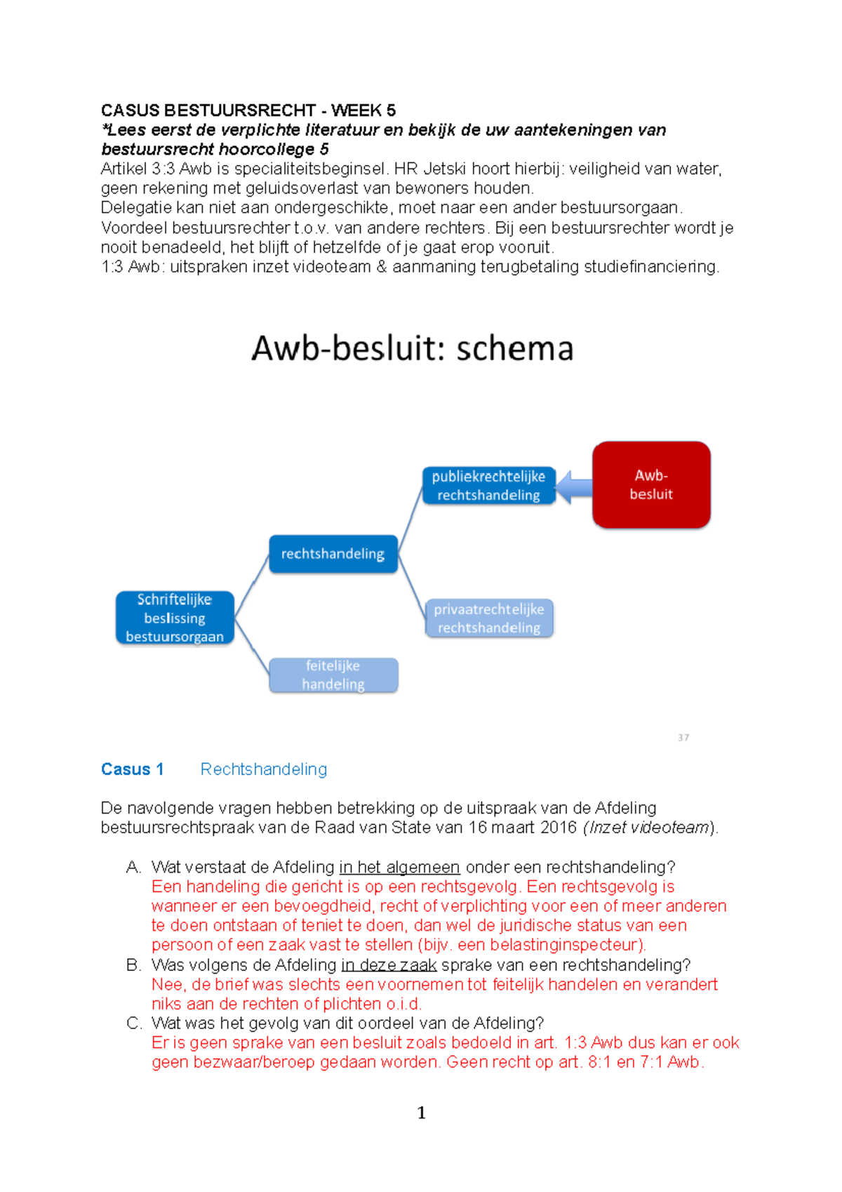 Week 5 Werkgroep Bestuursrecht - CASUS BESTUURSRECHT - WEEK 5 *Lees ...