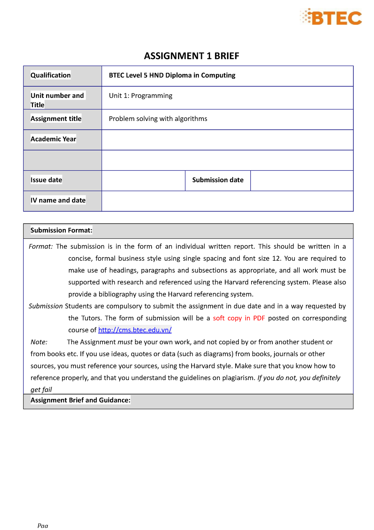 unit 5 assignment 1 brief