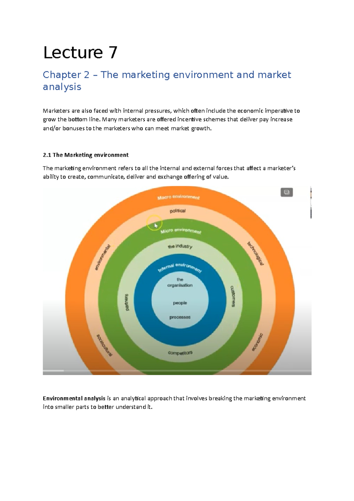 Chapter 2, 3 - week 7 lecture - Lecture 7 Chapter 2 – The marketing ...
