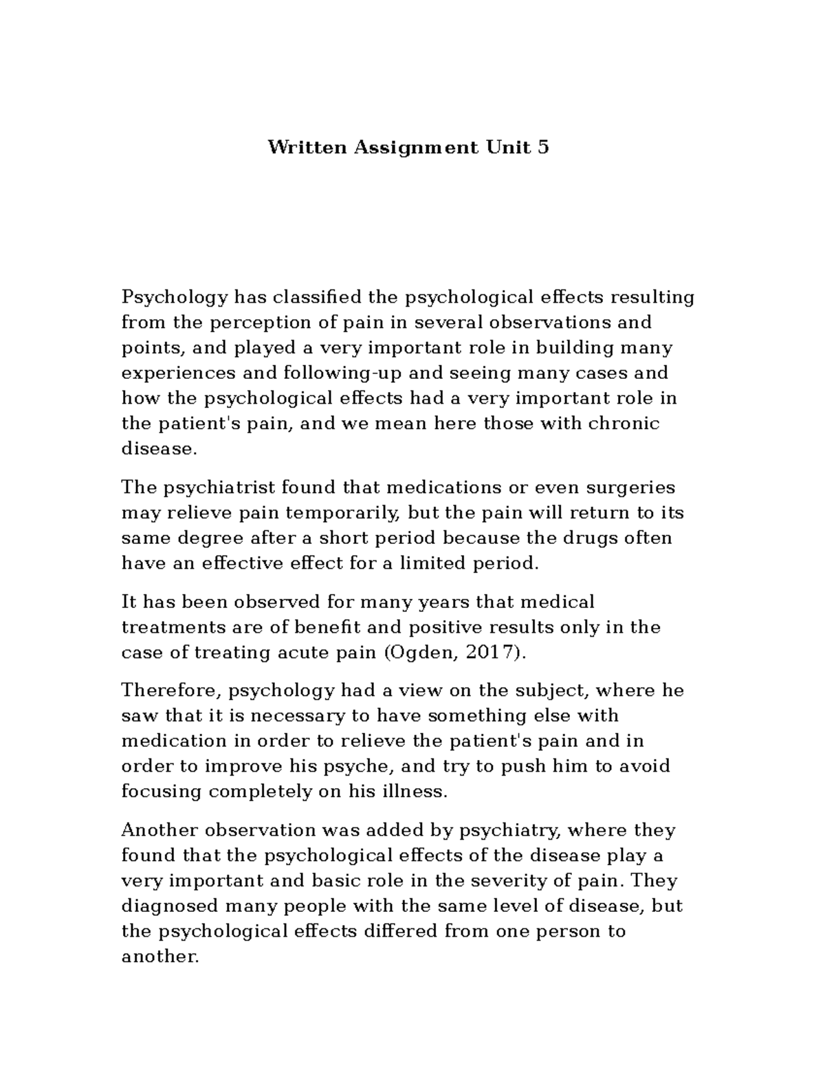 psychology written assignment