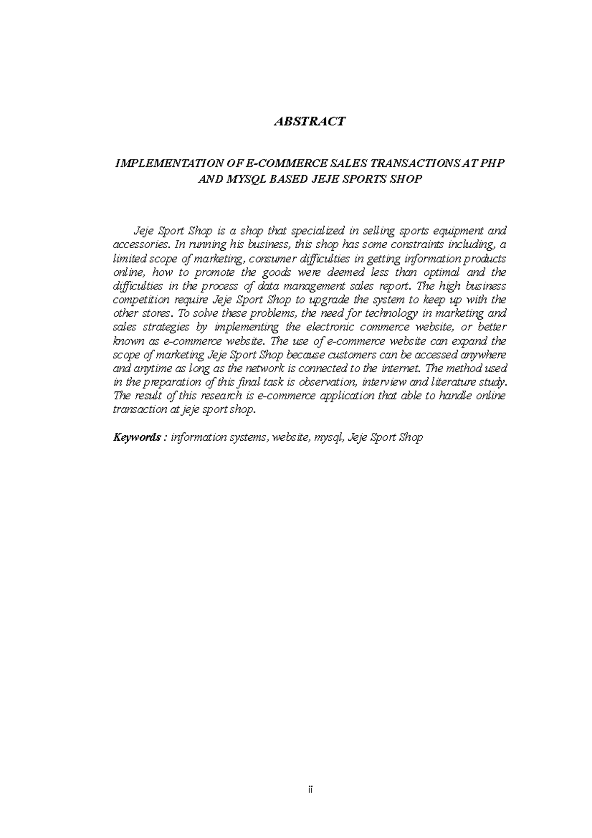 6. Abstract - ABSTRACT IMPLEMENTATION OF E-COMMERCE SALES TRANSACTIONS ...