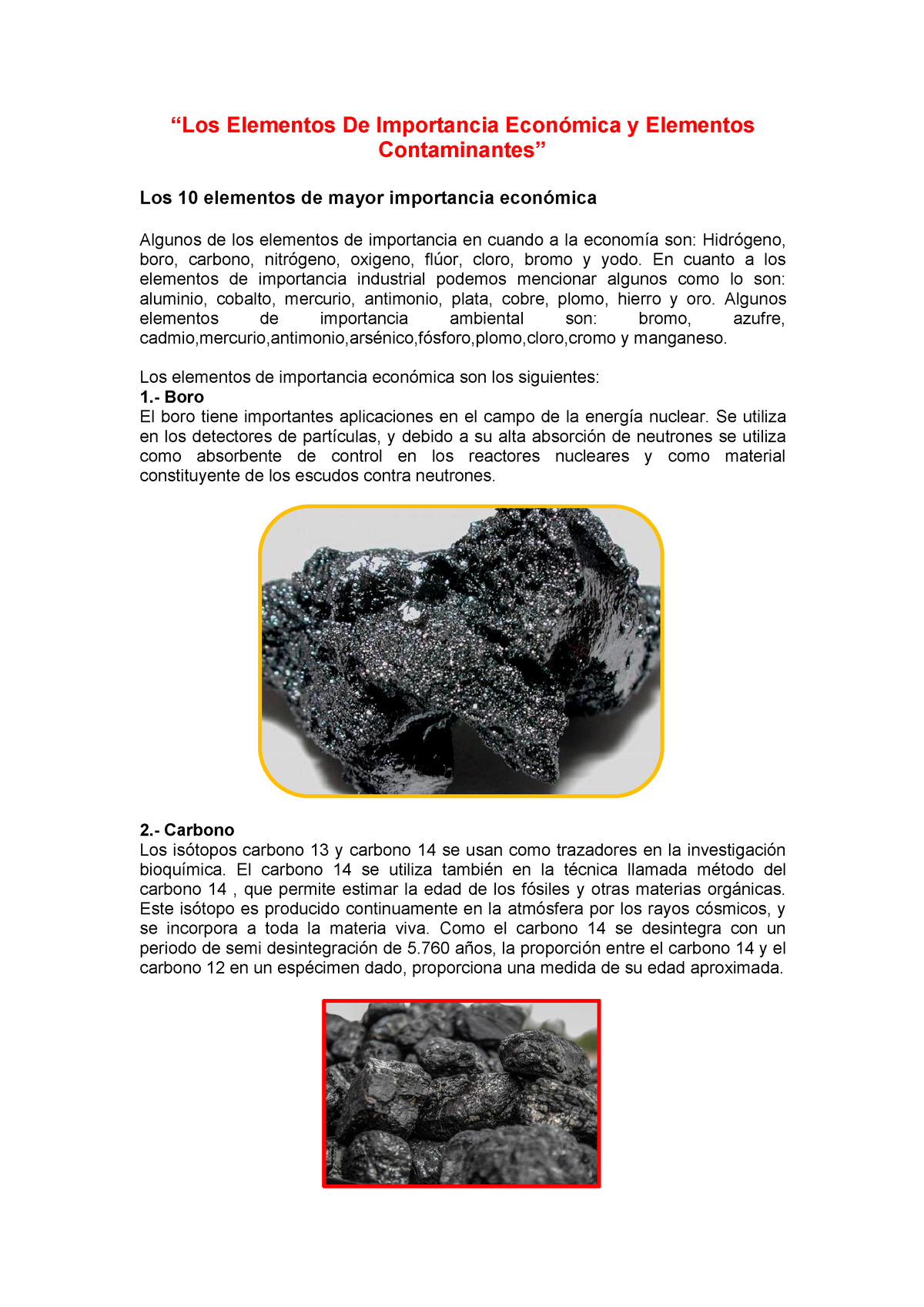 al límite En la actualidad piso Los Elementos De Importancia Económica Y Elementos Contaminantes (Quimica)  - “Los Elementos De - Studocu