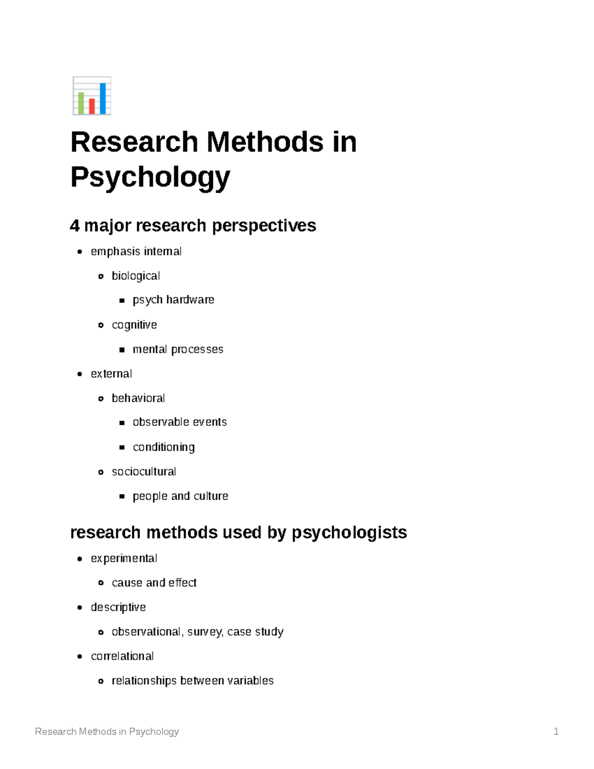 research methods in psychology summary