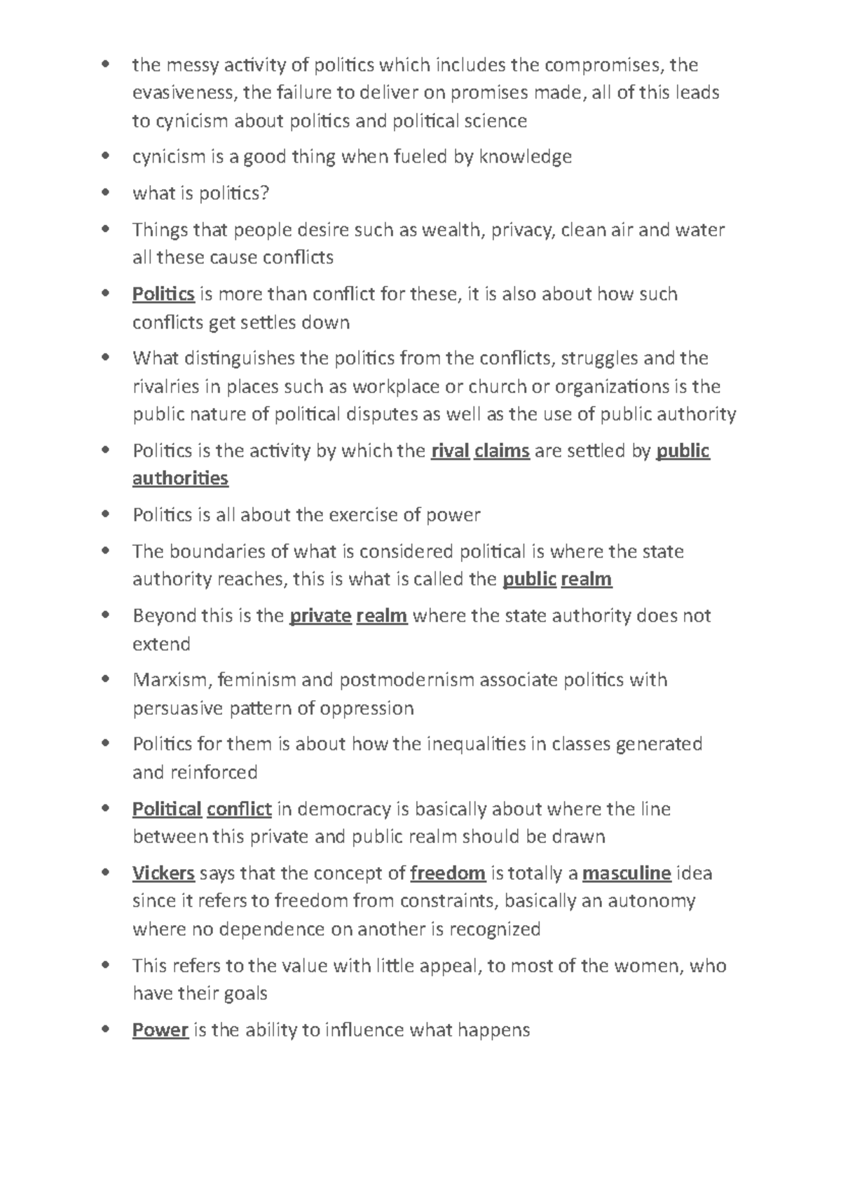 Political science - chapter 1 - the messy activity of politics which ...