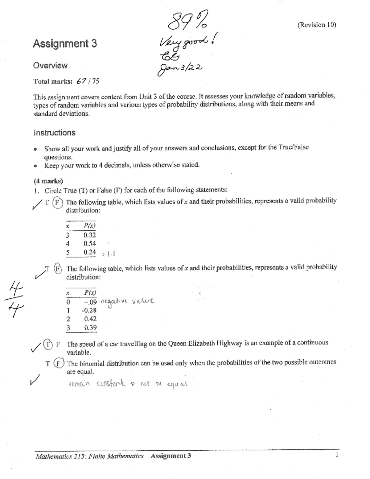 MATH 215 Assignment 3 89% With Corrections - Math 215 - Studocu