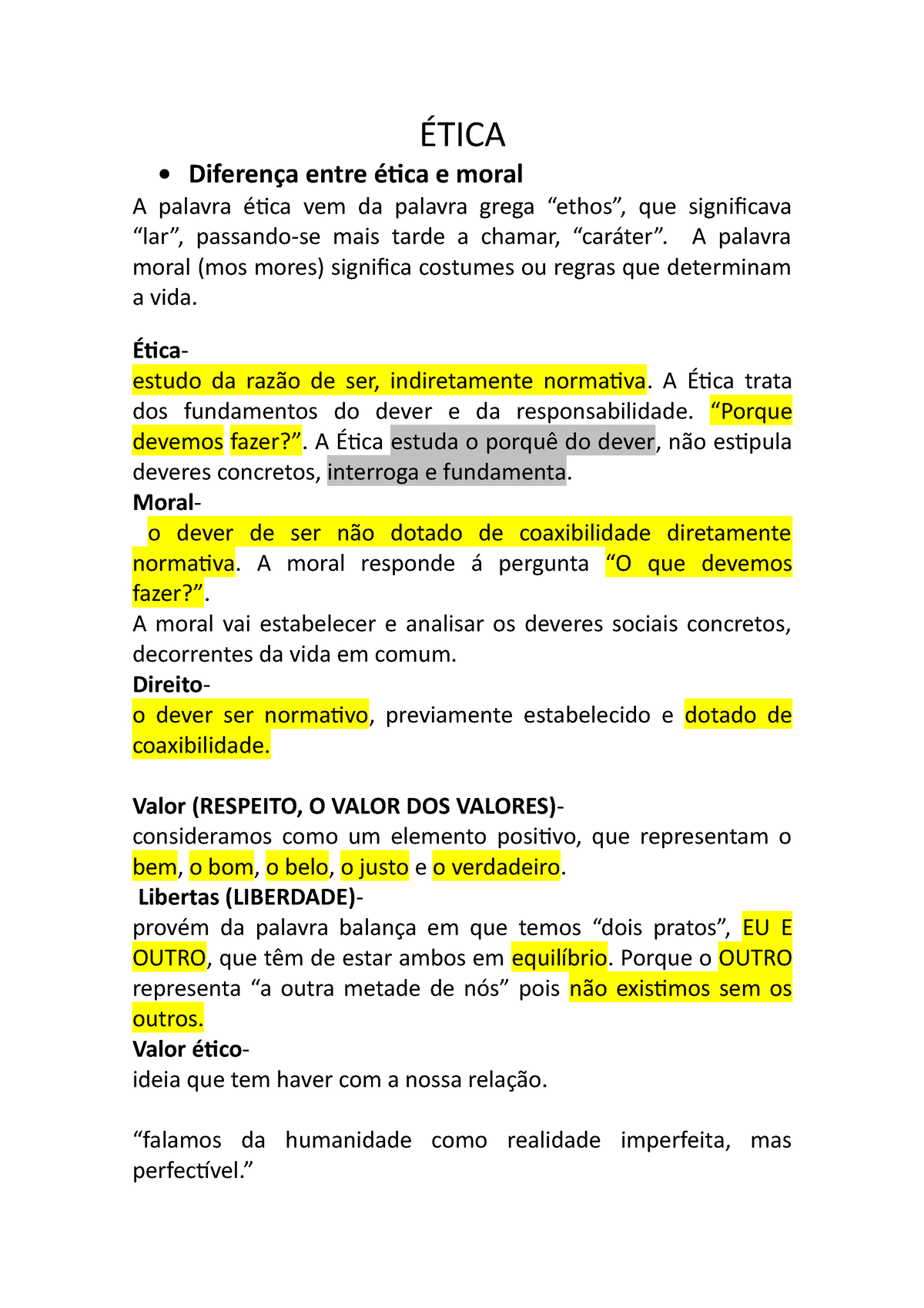 Resumo Tica Teste Tica Diferen A Entre Tica E Moral A Palavra Tica Vem Da