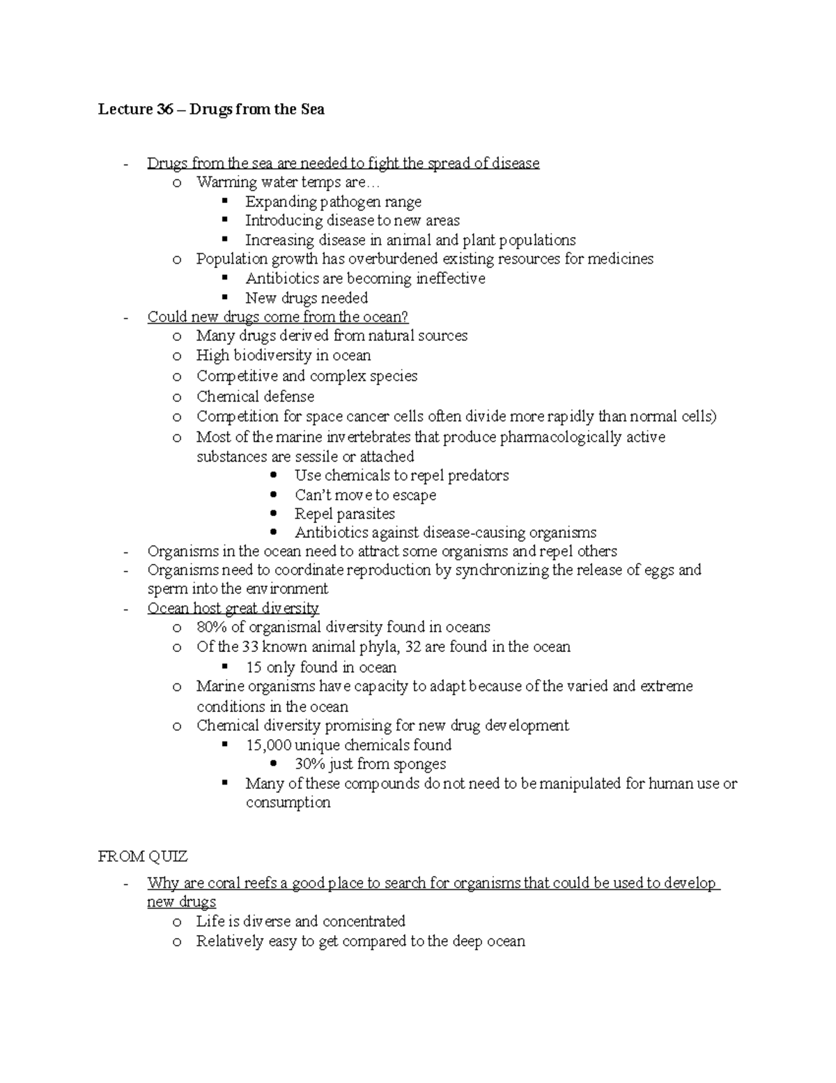 Lecture 36 Drugs from the Sea Lecture 36 Drugs from the Sea Drugs