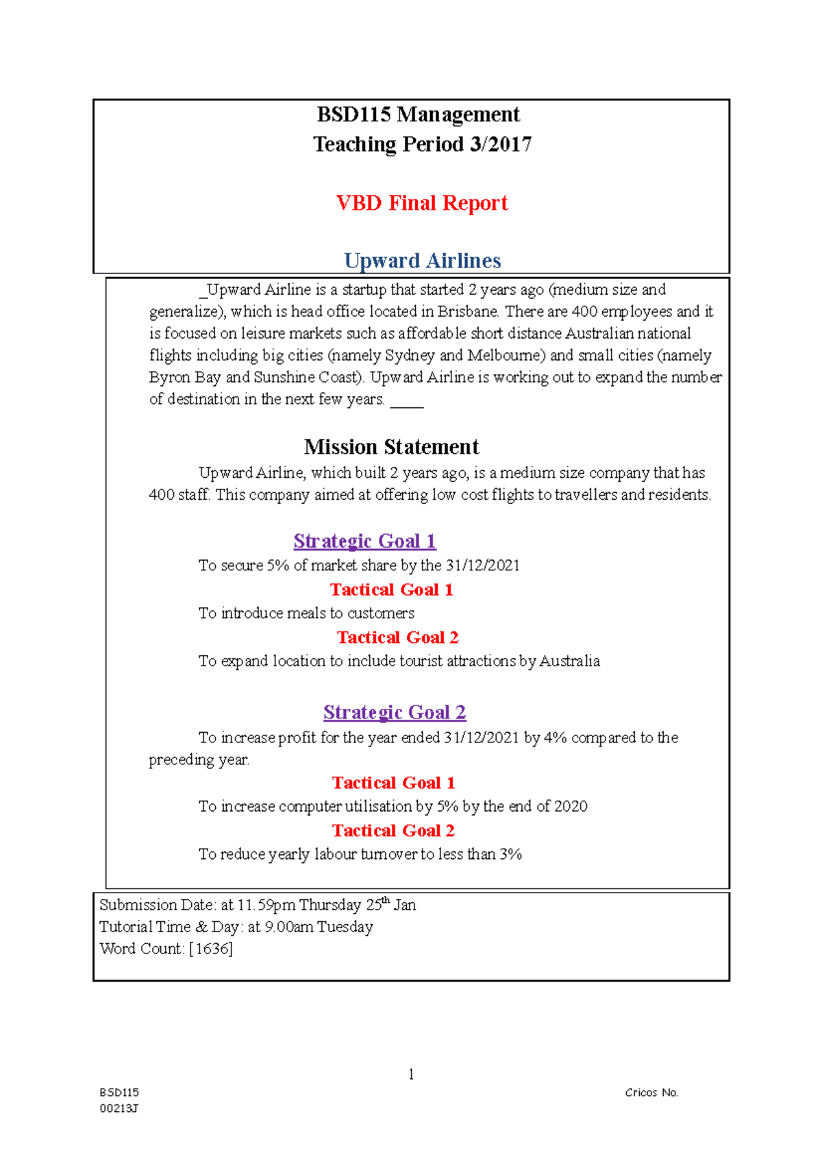 Semester 3 2017 Final Report Structure - BSD115 Management Teaching ...