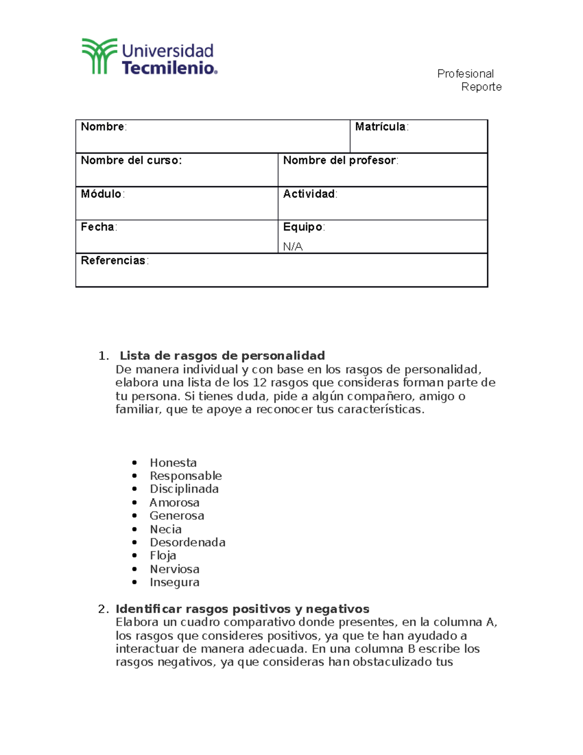 Actividad 1 - generacion de modelos - Profesional Reporte Nombre ...