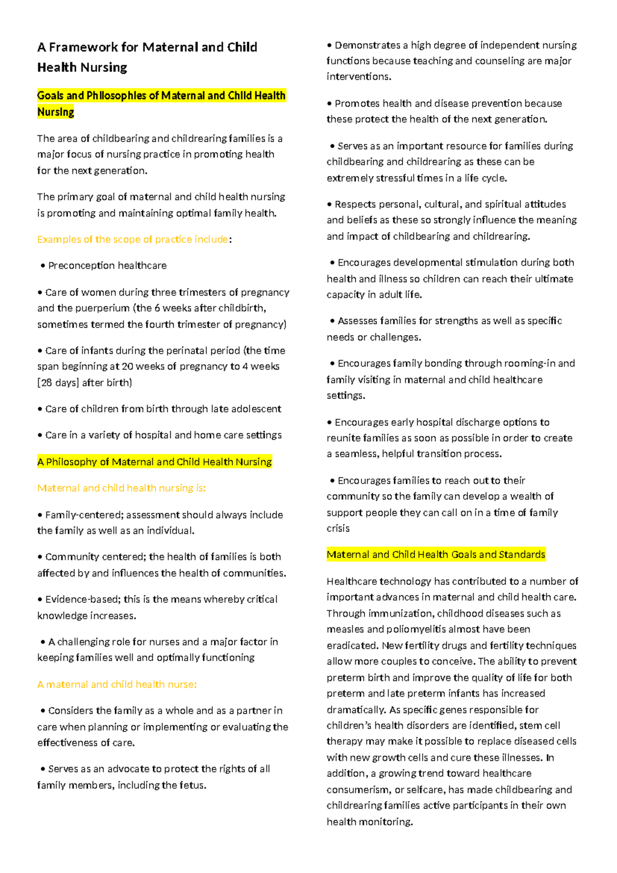 A Framework for Maternal and Child Health Nursing - A Framework for ...