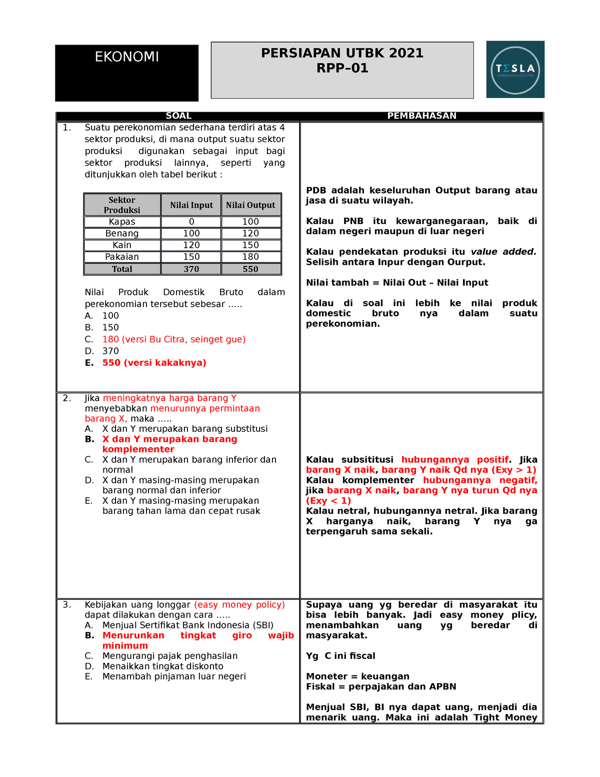 32299 SOAL Ekonomi RPP 01 Ba Ta1965 1 - SOAL PEMBAHASAN Suatu ...