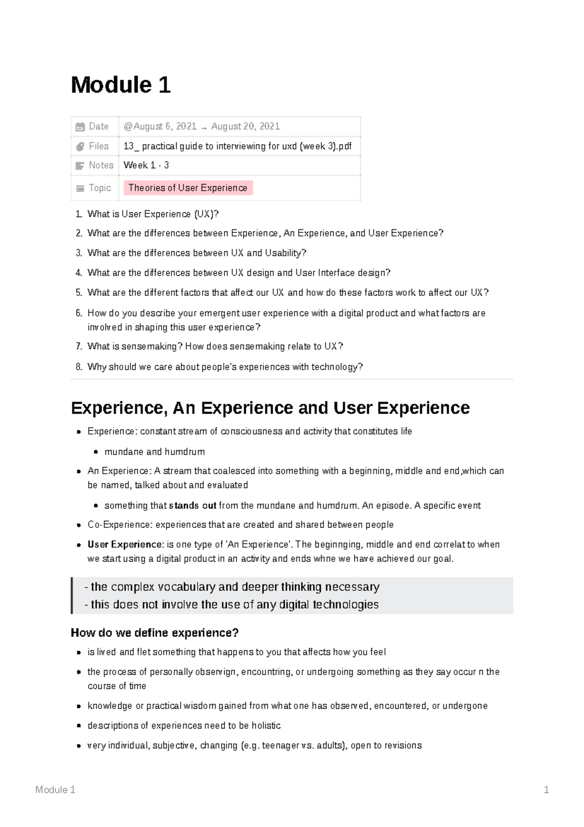Module 1 - Theories of User Experience - Module 1 Date Files 13 ...