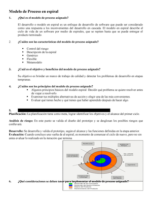 Modelo de espiral- grupo 5 - Modelo de Proceso en espiral 1. ¿Qué es el  modelo de proceso asignado? - Studocu