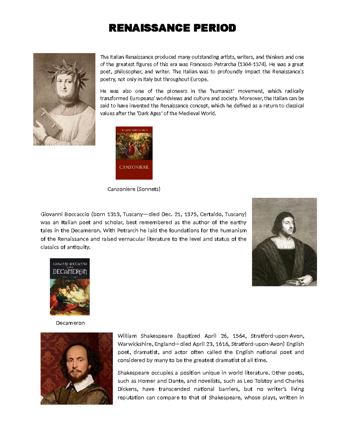 The renaissance artists - RENAISSANCE PERIOD The Italian Renaissance ...
