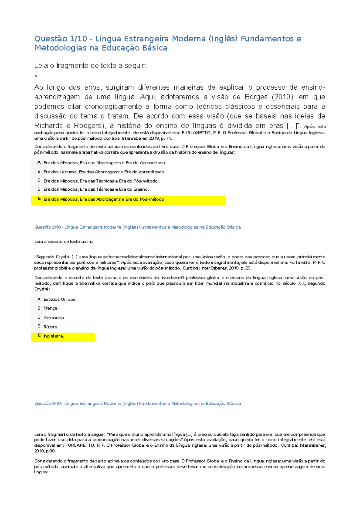 AVALIAÇÃO FINAL (OBJETIVA) - Técnicas de Tradução em Língua Inglesa -  Fundamentos da Tradução em Língua Inglesa