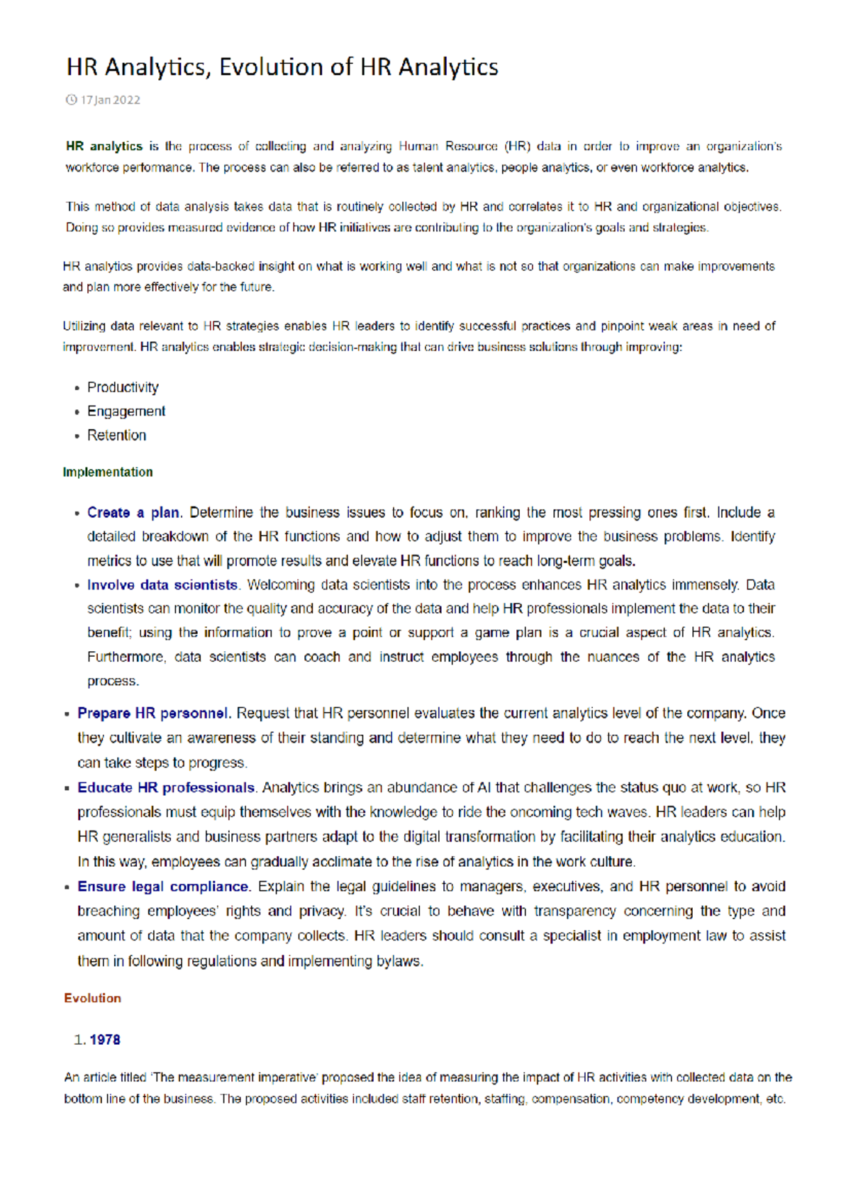 Unit 1 - same - HR Analytics, Evolution of HR Analytics 17Jan 2022 HR ...