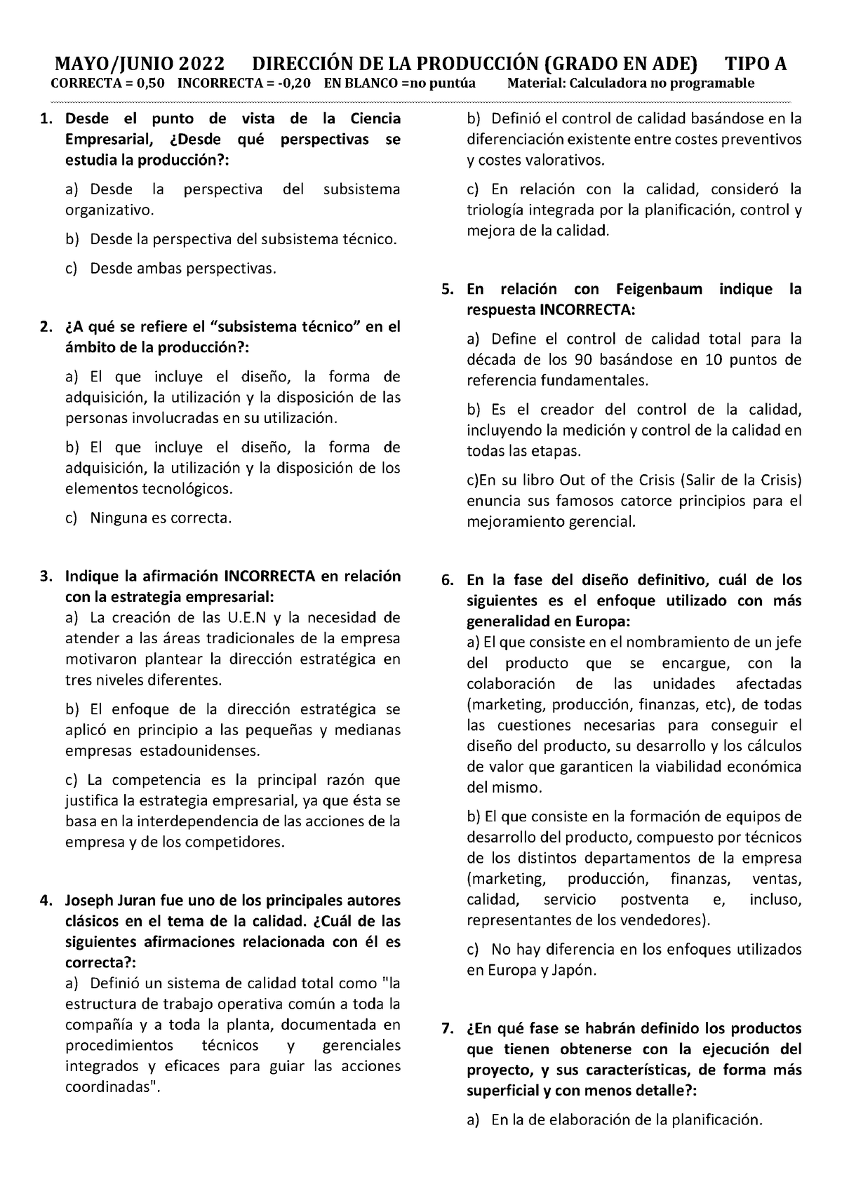 2022 Mayo Junio Tipo A - Examen - MAYO/JUNIO 2022 DIRECCIÓN DE LA ...