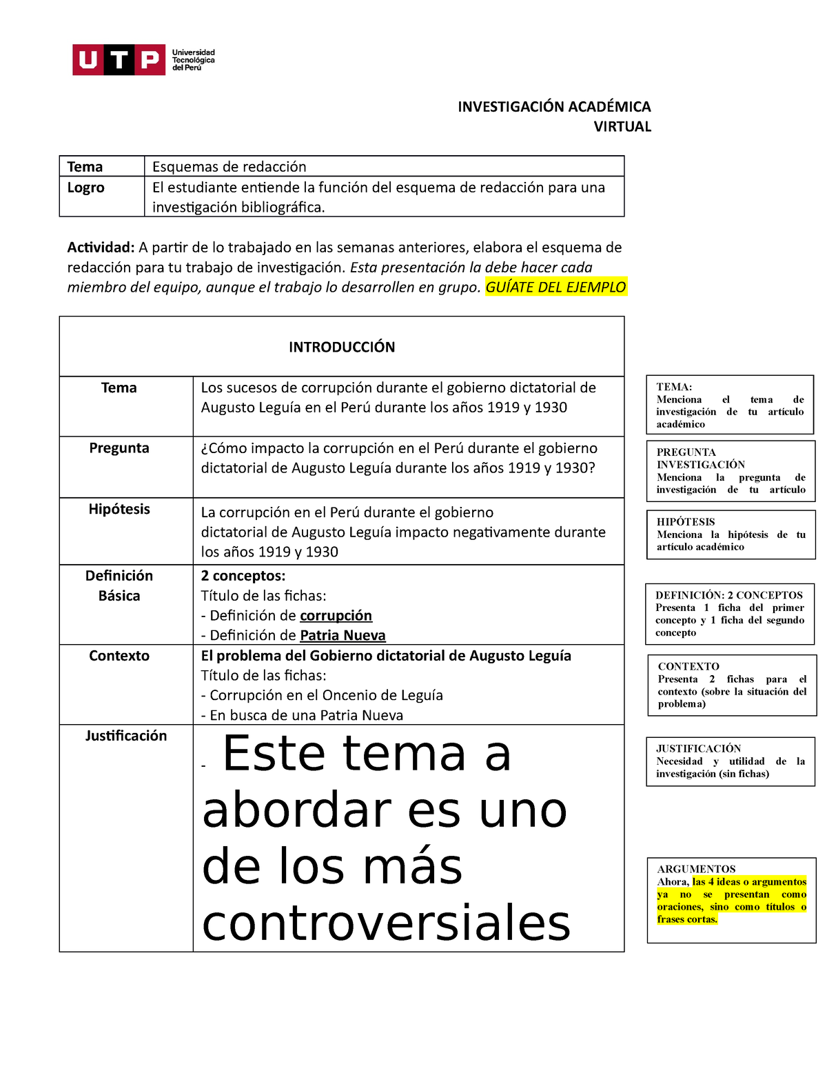 S Formato Borrador De Esquema De Redacci N Investigaci N Acad Mica Virtual Tema Esquemas