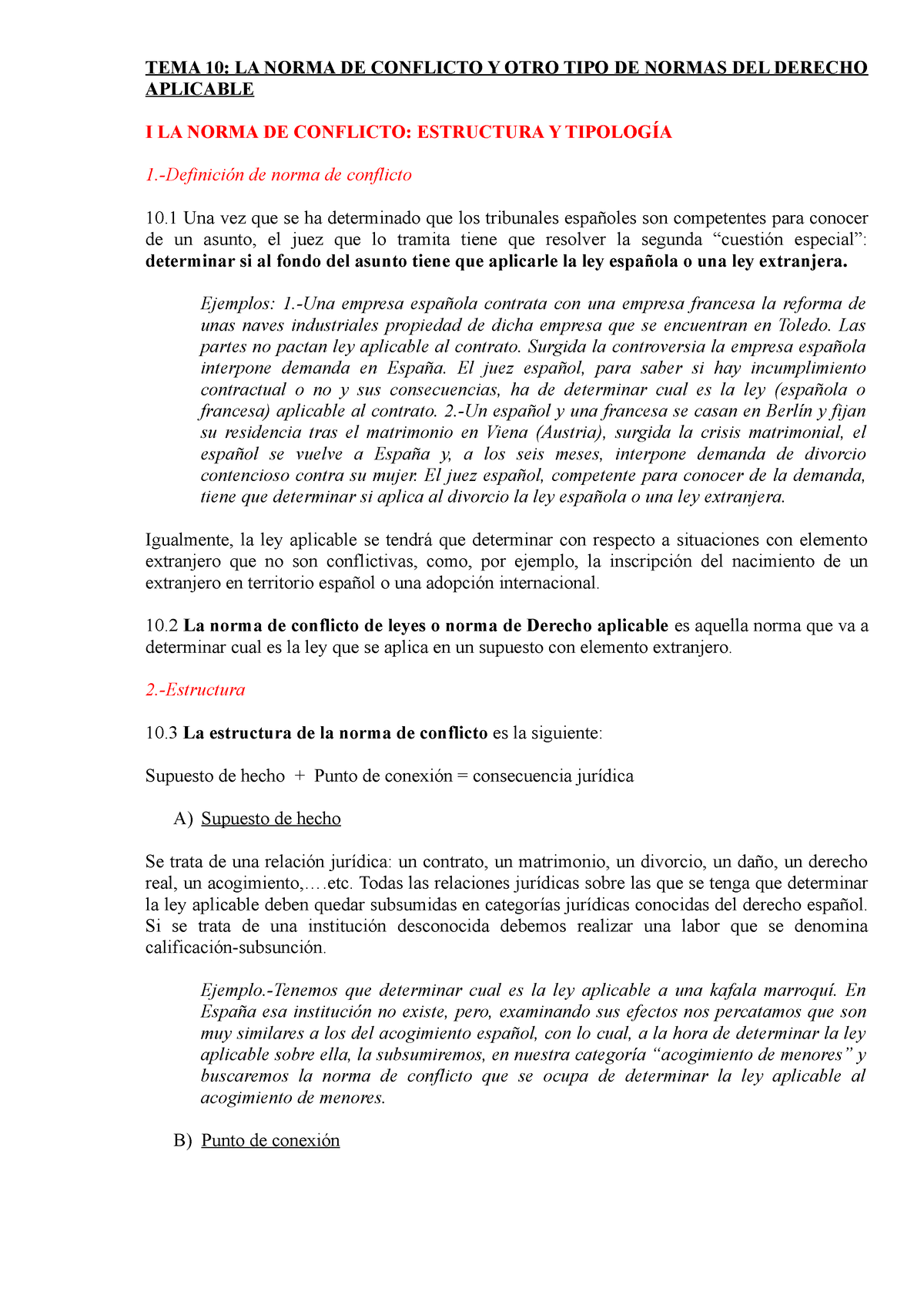 Tema 10 Y 10 Bis La Norma De Conflicto Estructura Y Tipología Copia Tema 10 La Norma De 4664