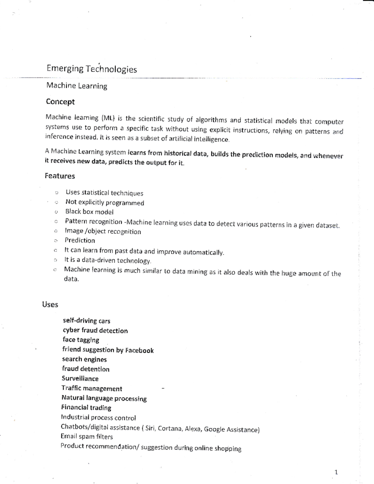 Topic 16.1.1 16.1.2 Handout Machine learning - Emerging Technologies ...