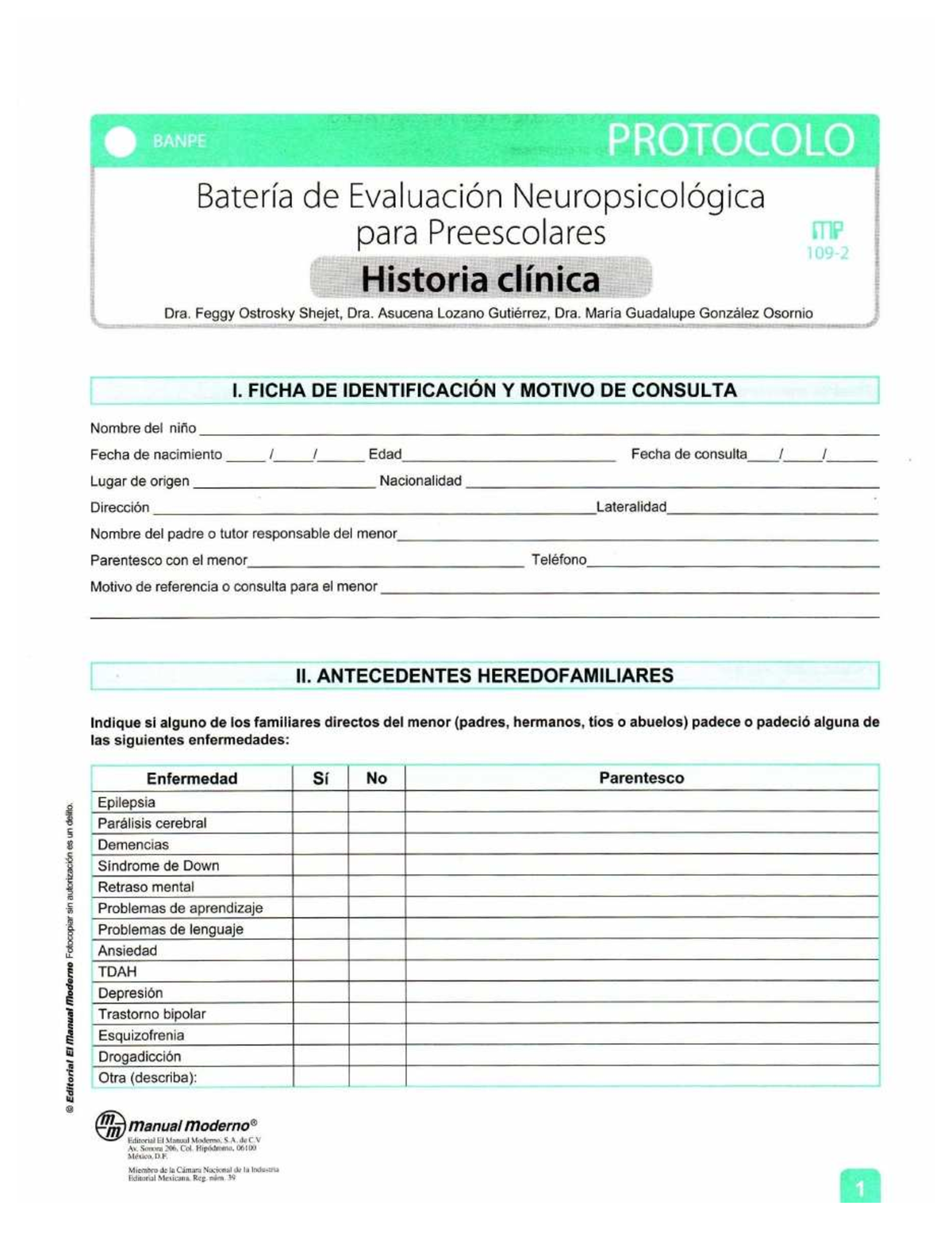 Banpe-protocolo - Protocolo prueba BAMPE - Psicologia de la niñez - Studocu