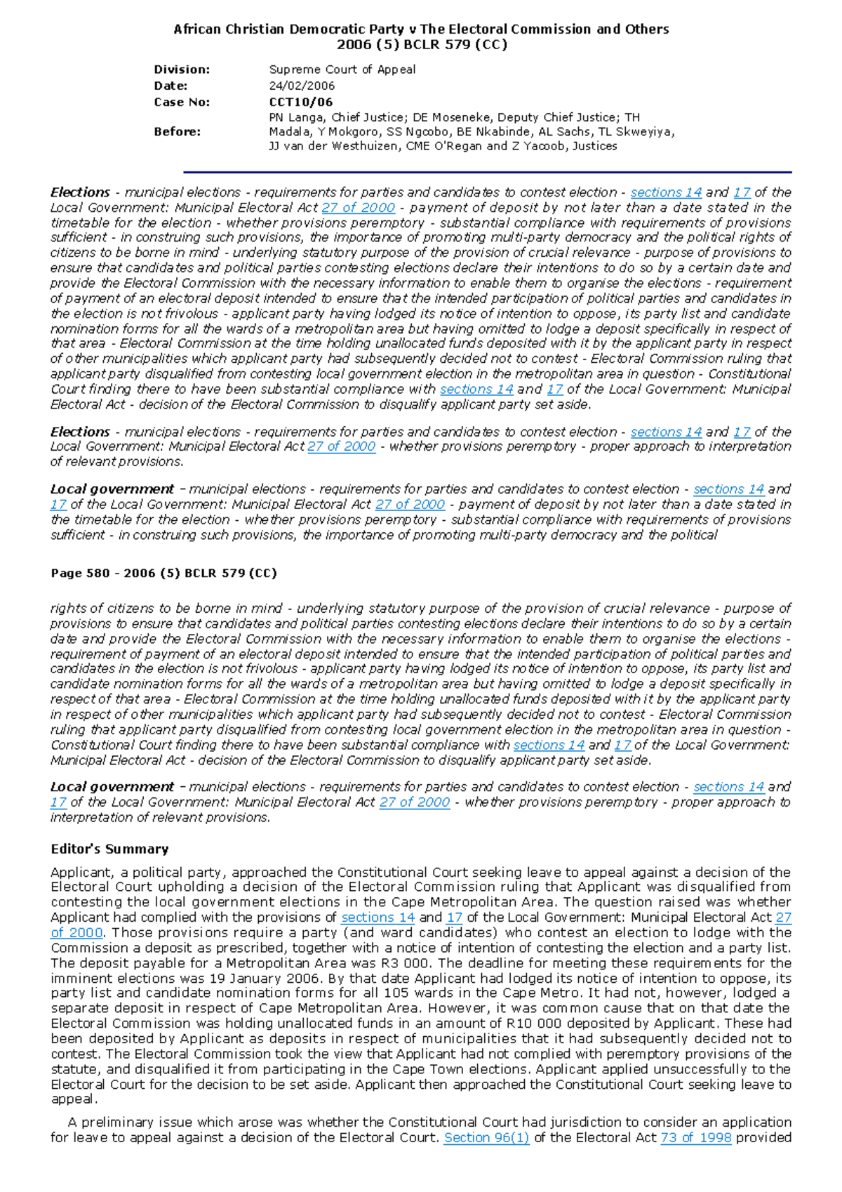 15.African Christian Democratic Party v The Electoral Commission and ...