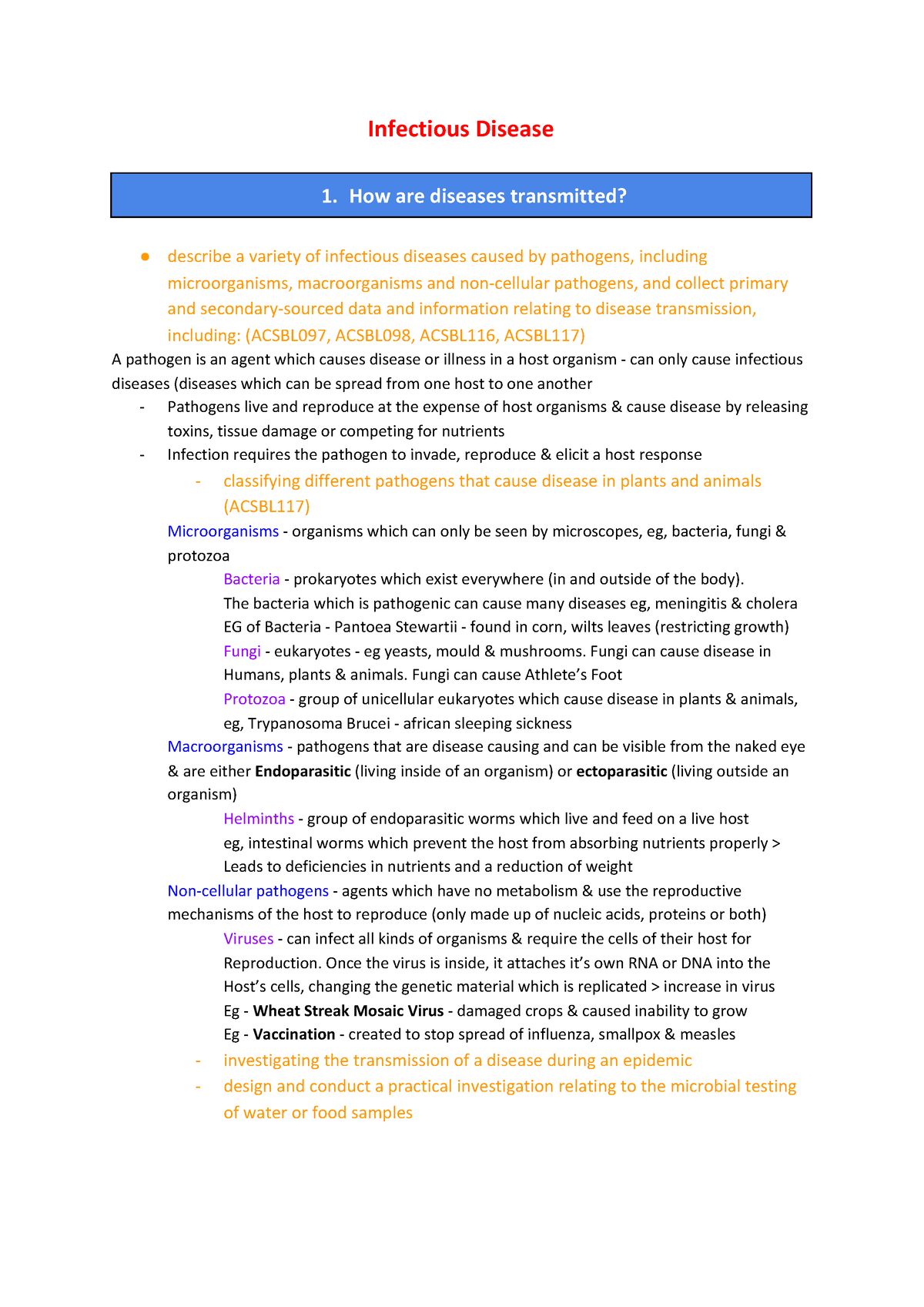 different types of infectious diseases essay