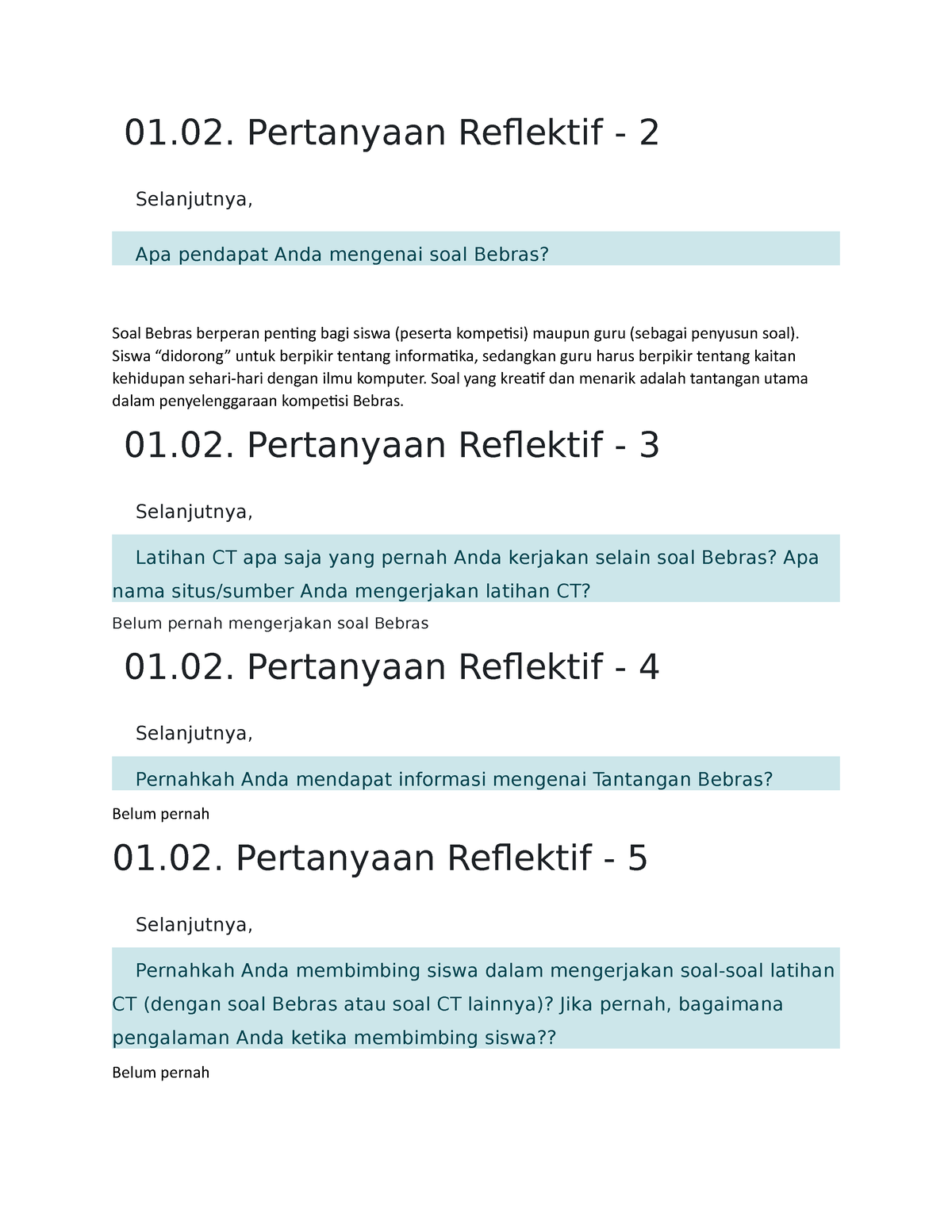 Mulai DARI Dirri - 01. Pertanyaan Reflektif - 2 Selanjutnya, Apa ...