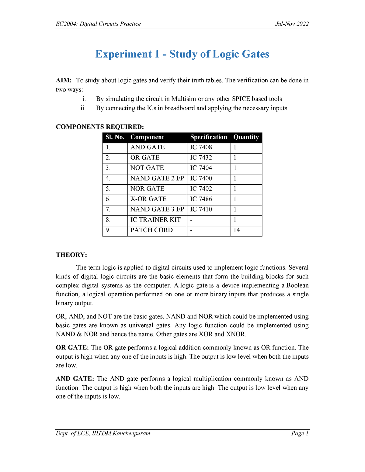 conclusion for logic gates experiment