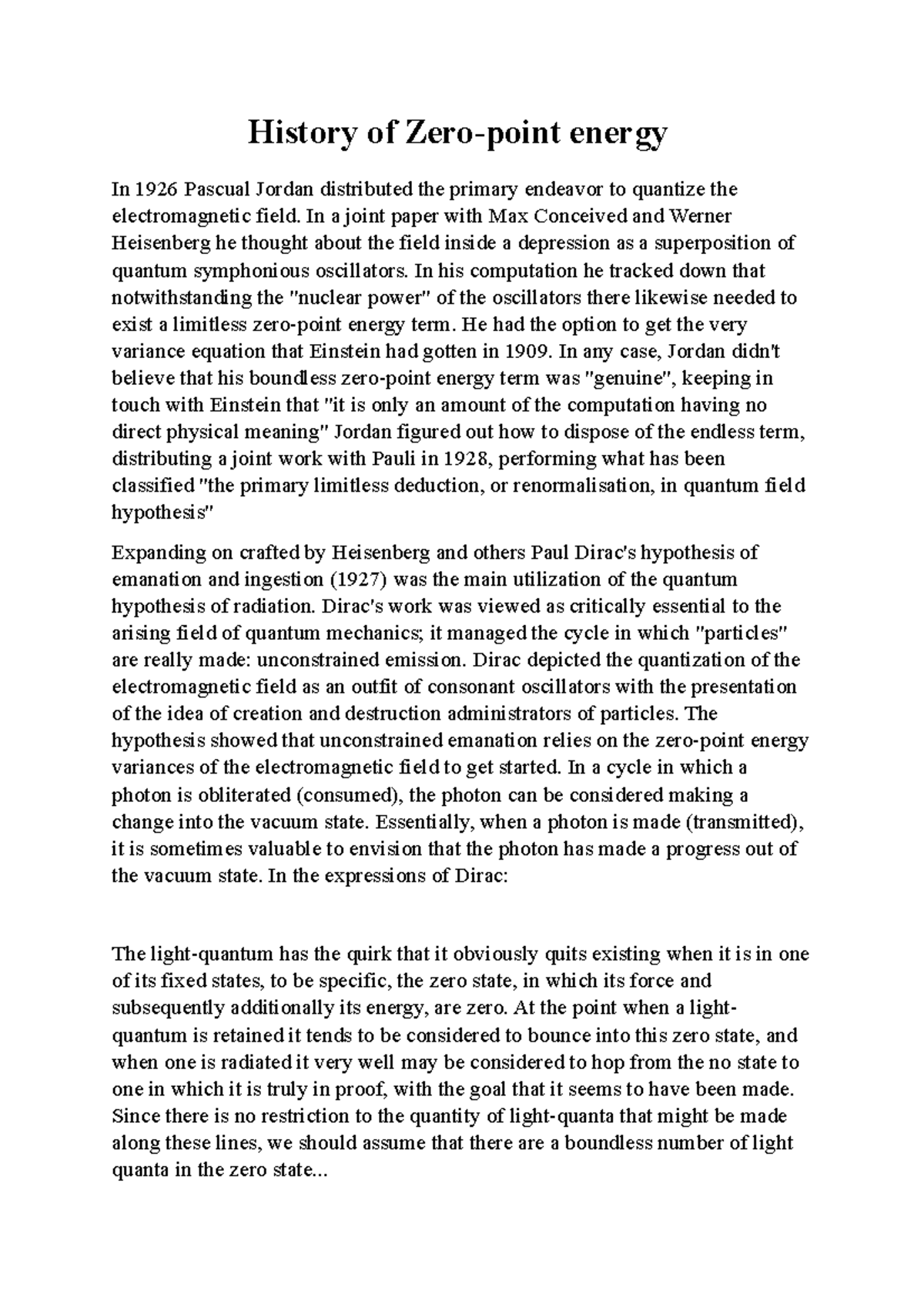 History of Zeropoint energy 1 In a joint paper with Max Conceived