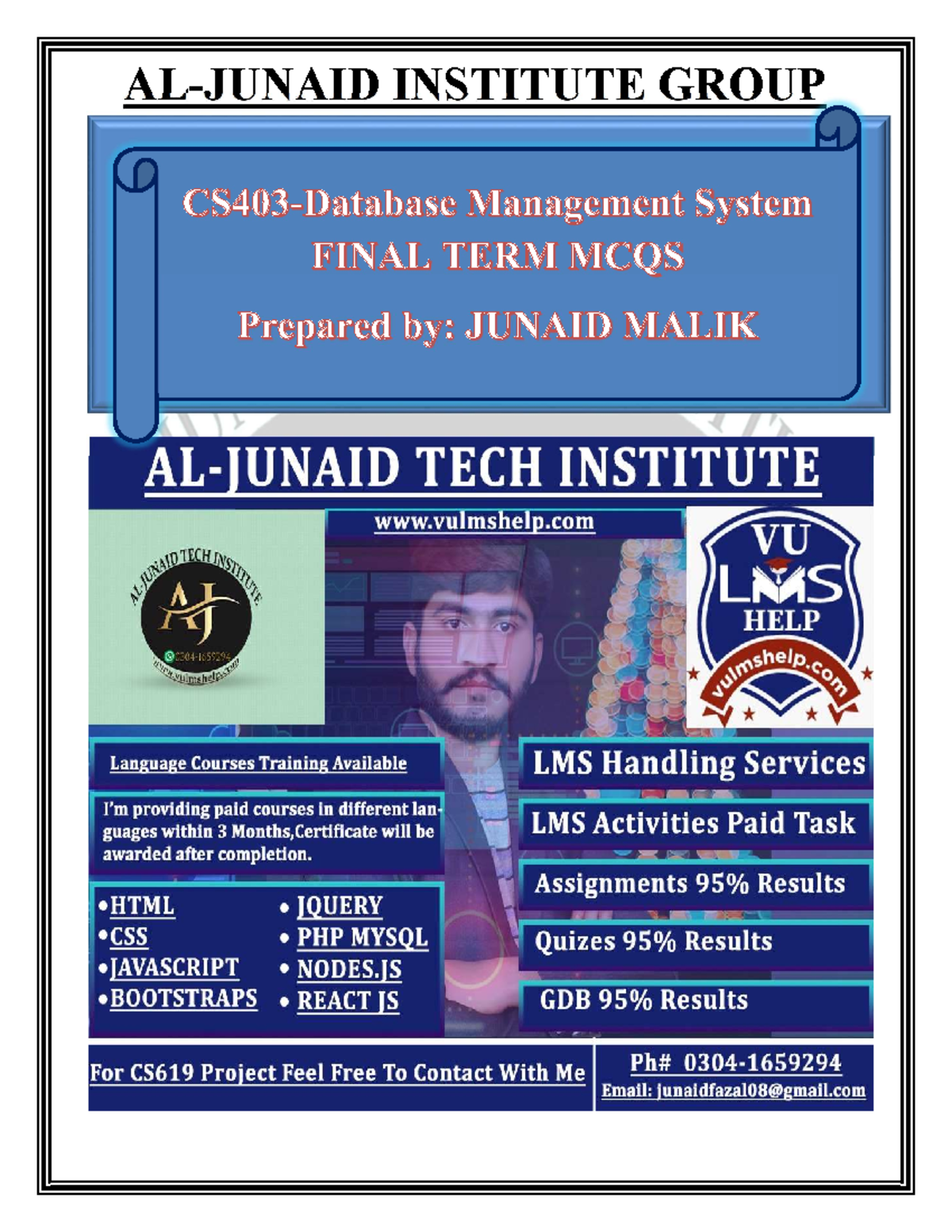 CS403 Final Term Solved MCQs By Junaid - 1. Truncate Is An Alternative ...