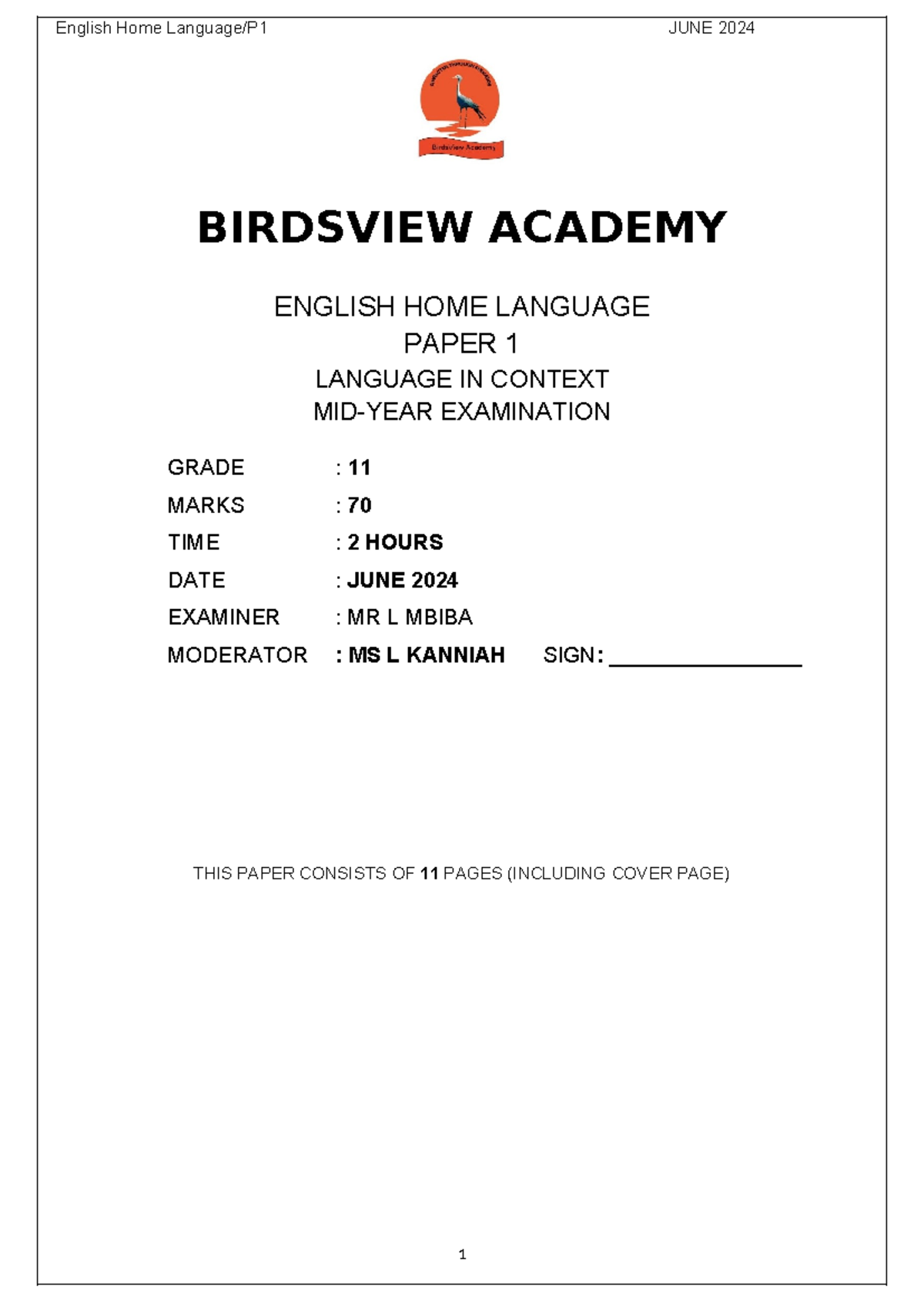 GR11 ENG HL Paper 1 JUNE 2023 - BIRDSVIEW ACADEMY ENGLISH HOME LANGUAGE ...