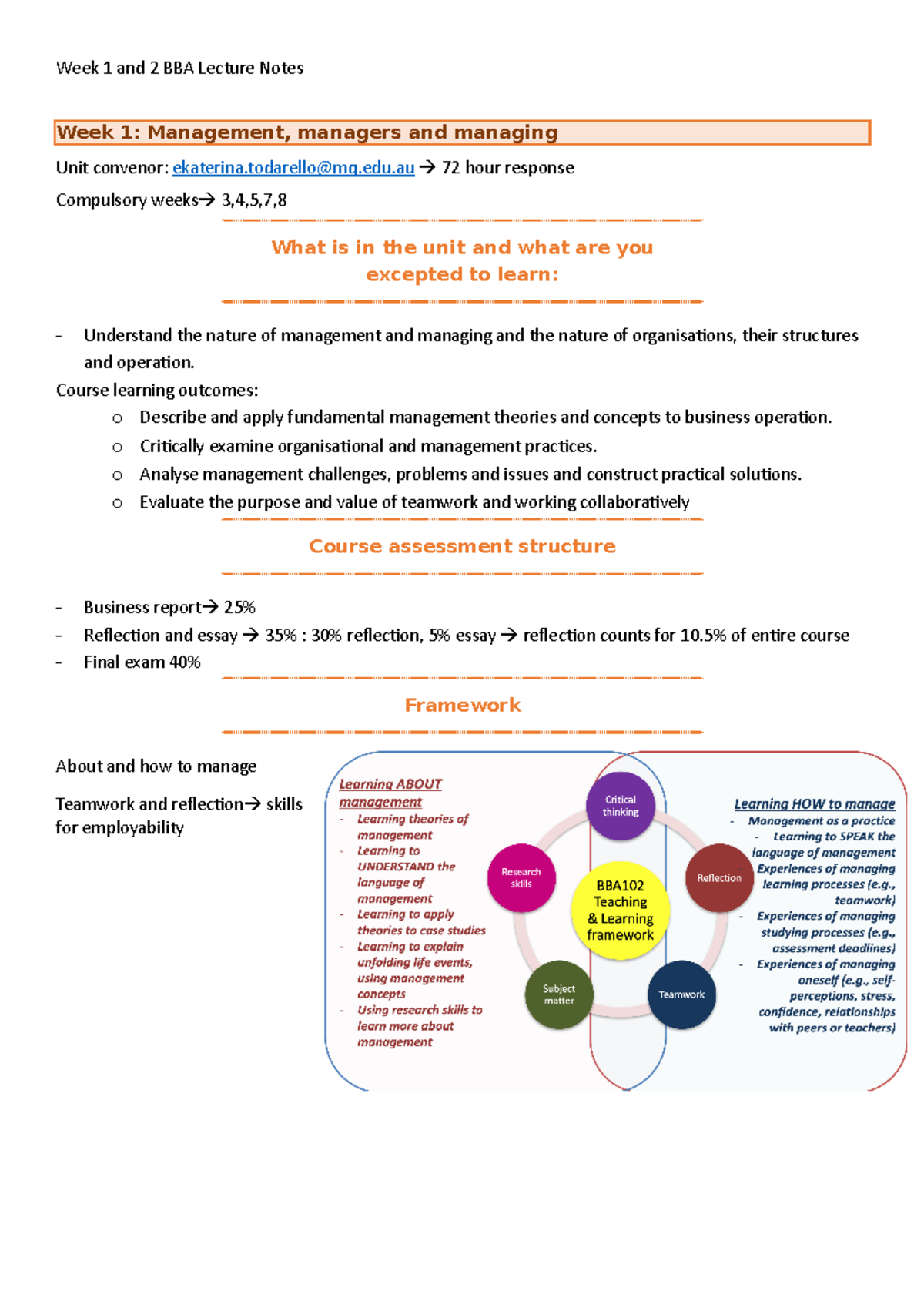 Week 1 and 2 BBA Lecture Notes - Week 1 and 2 BBA Lecture Notes Week 1 ...