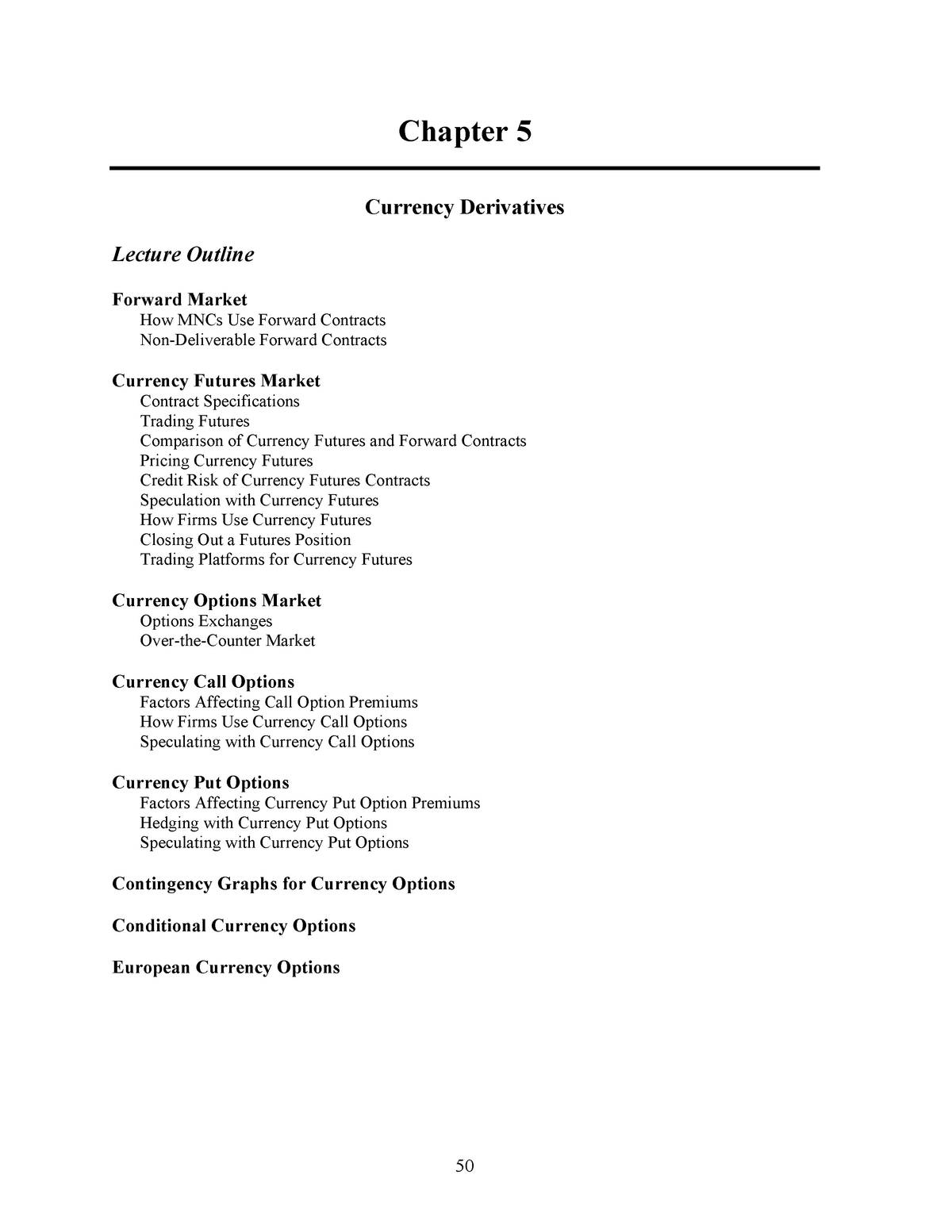 Chapter 5 Currency Derivatives 121070 International Corporate - 