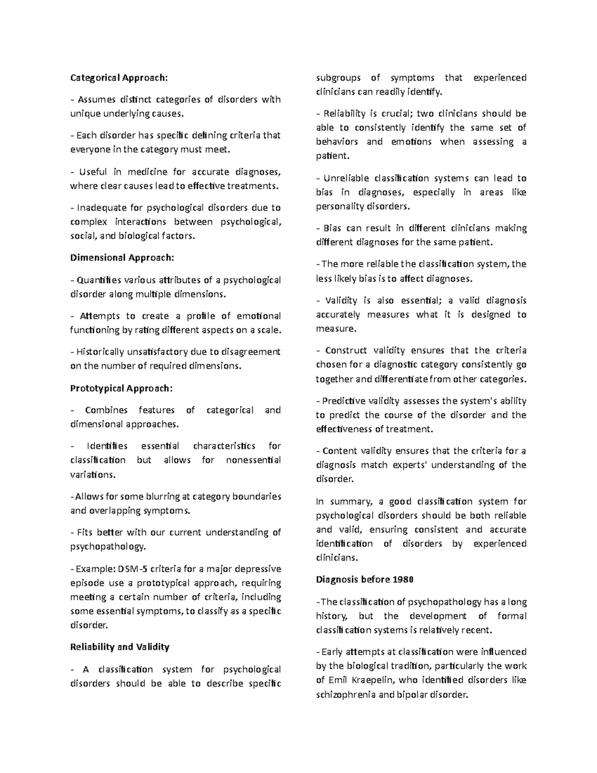 Abnormal Psychology - Chapter 3 - Categorical Approach: Assumes ...