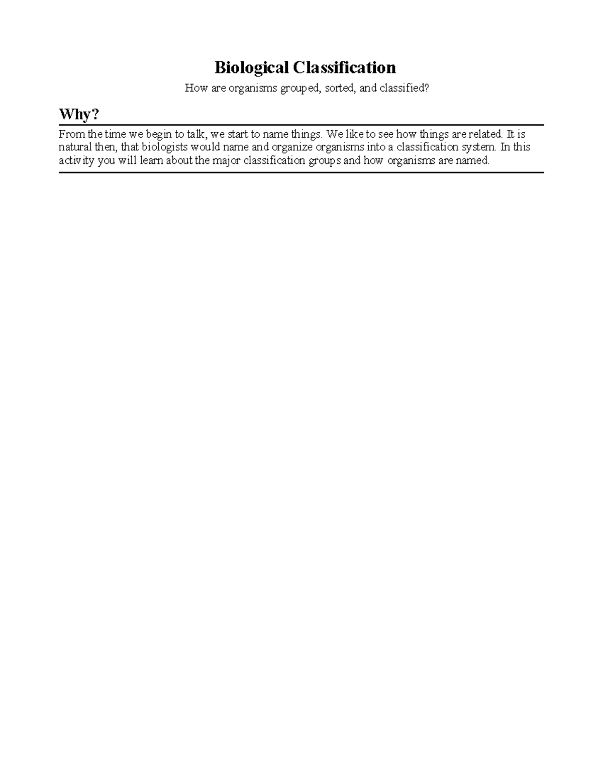 20 Biological Classification-S - Biological Classification How are ...